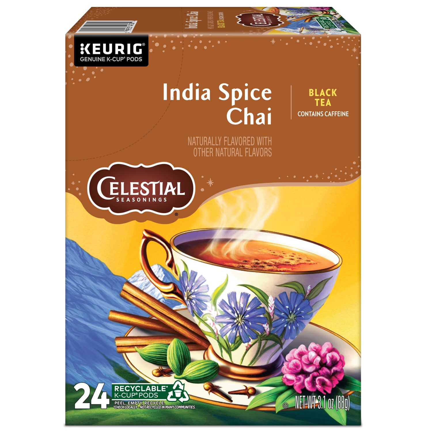 Celestial Seasonings India Spice Chai Keurig Single Serve K-Cup Pods, 24 Pods Per Pack, Case Of 4 Packs - Image 4