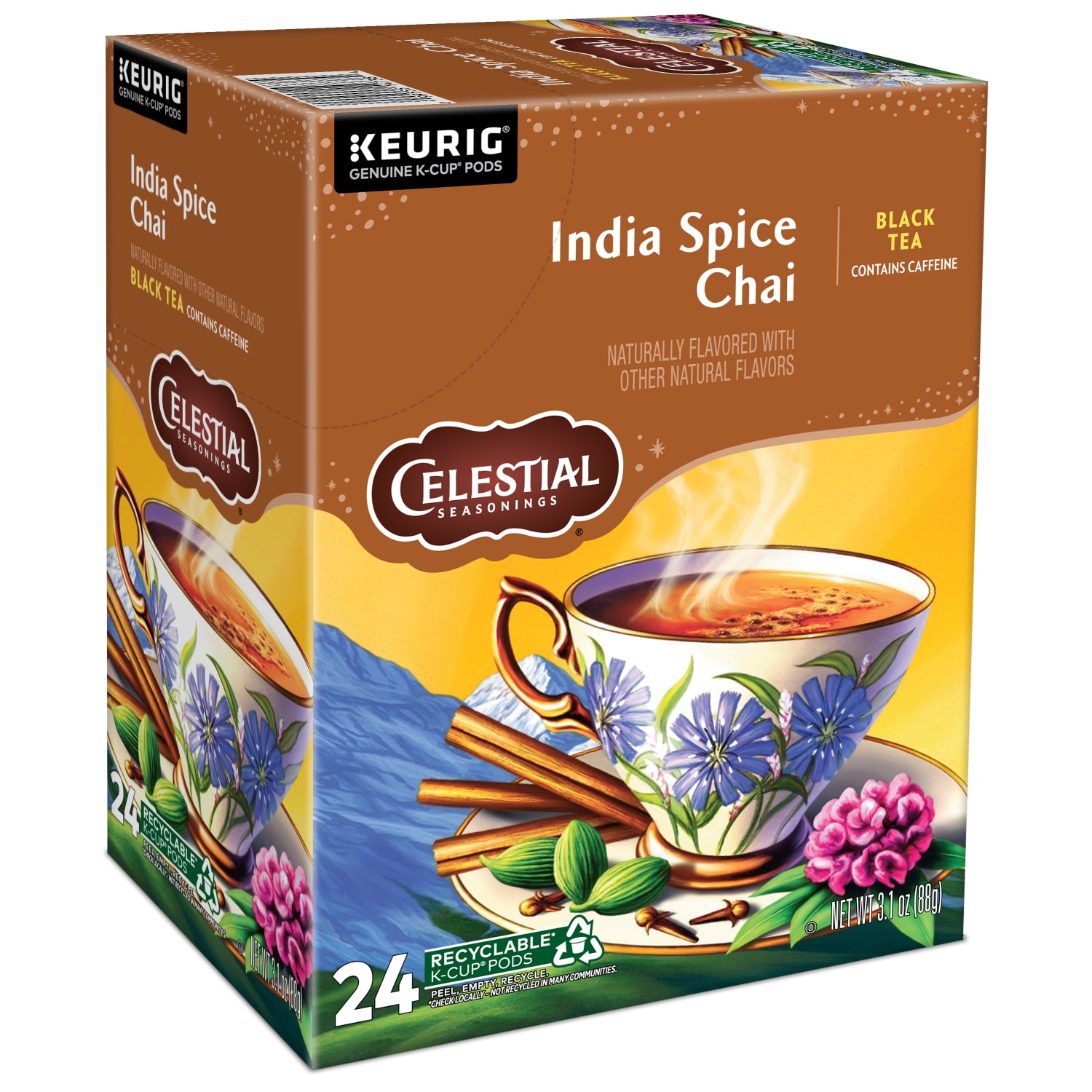 Celestial Seasonings India Spice Chai Keurig Single Serve K-Cup Pods, 24 Pods Per Pack, Case Of 4 Packs - Image 5
