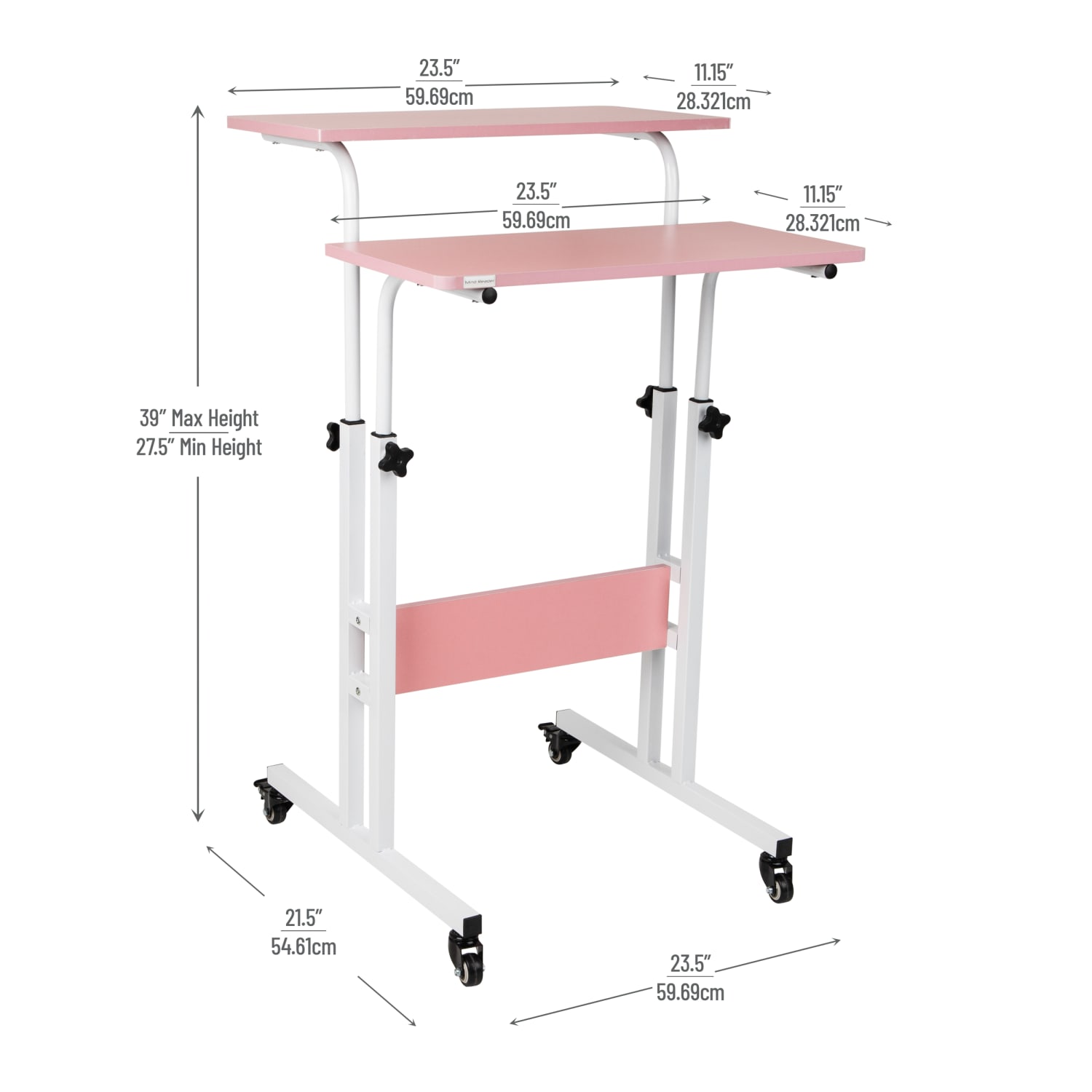 Mind Reader 19.5inW Standing Desk Adjustable Height Laptop Workstation, Pink - Image 4