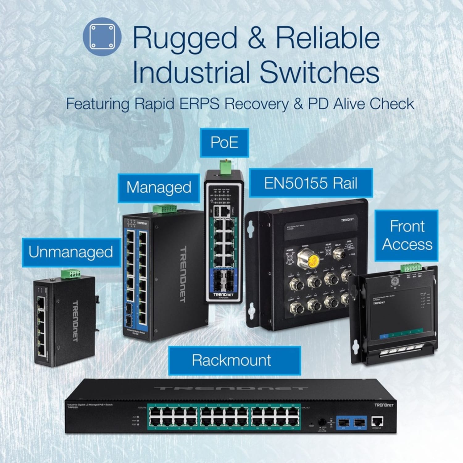 TRENDnet 5-Port Hardened Industrial Gigabit PoE+ DIN-Rail Switch, 120W Power Budget, 1x SFP Slot, IP30 Rated - Image 6