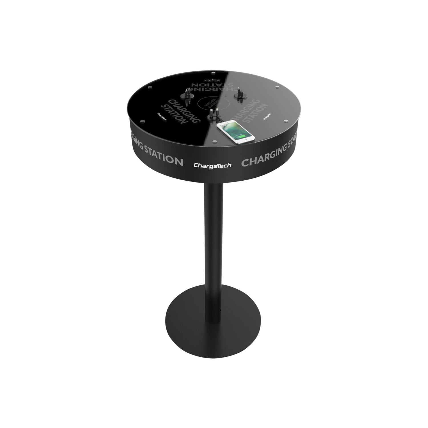 ChargeTech Free-Standing Phone Charging Table, Black - Image 3