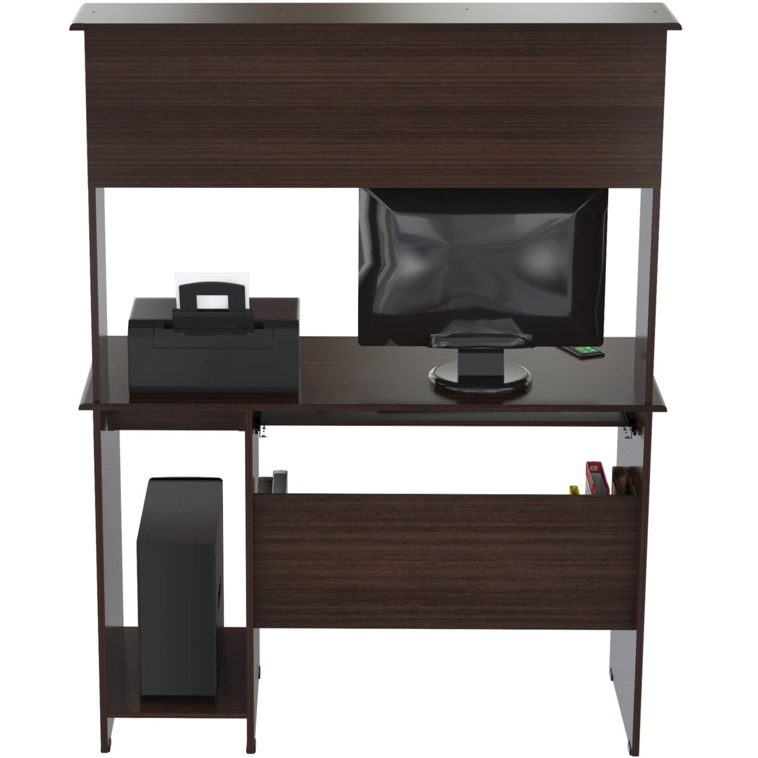 Inval Computer Workcenter With Hutch, Espresso-Wengue - Image 5
