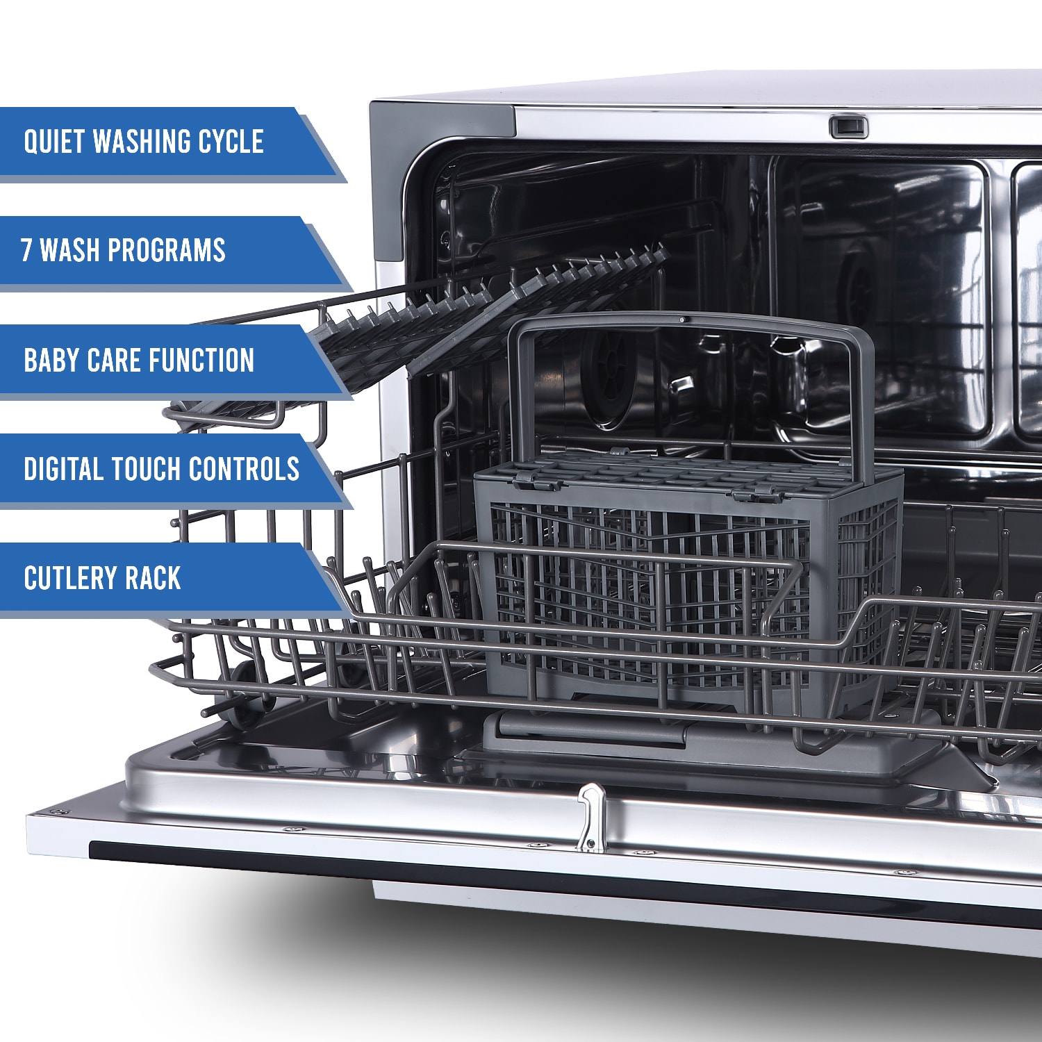 Farberware Professional FCD06 Counter-Top Dishwasher, 17-1/4inH x 21-13/16inW x 21-3/4inD, White - Image 4