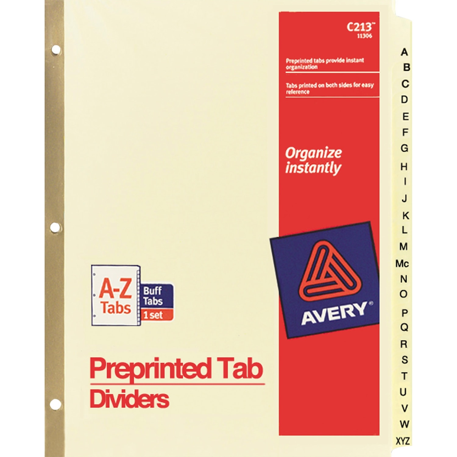 Avery 30% Recycled Preprinted Laminated Gold-Reinforced Tab Dividers, 8 1/2in x 11in, Buff Dividers/Buff Tabs, A-Z - Image 3