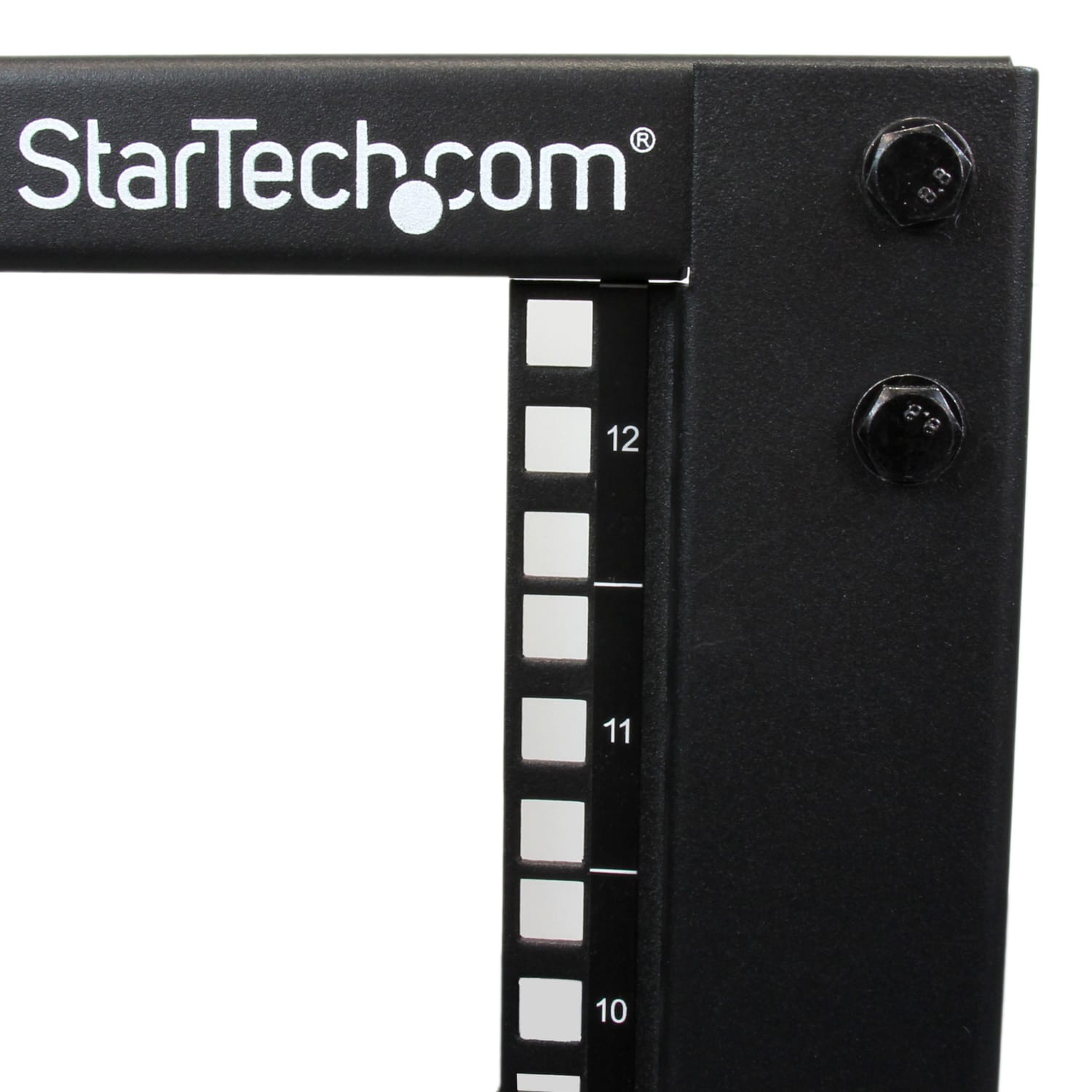 StarTech.com 12U Adjustable Depth Open Frame 4 Post Server Rack w/ Casters/Levelers and Cable Management Hooks - 4POSTRACK12U - Image 3