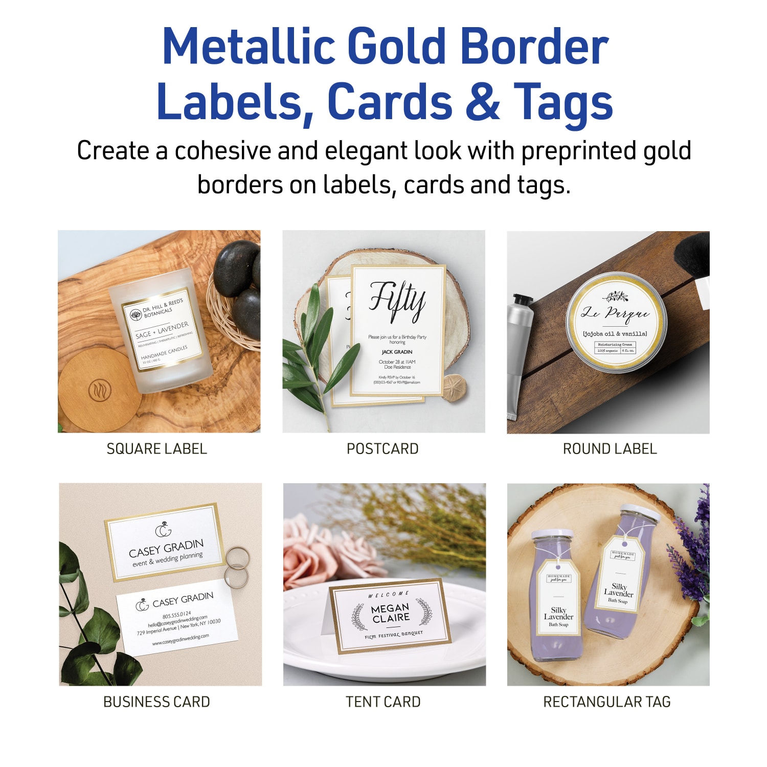 Avery Printable Labels With Metallic Border, Round, 2in diameter, Matte White/Gold, Pack Of 120 - Image 4