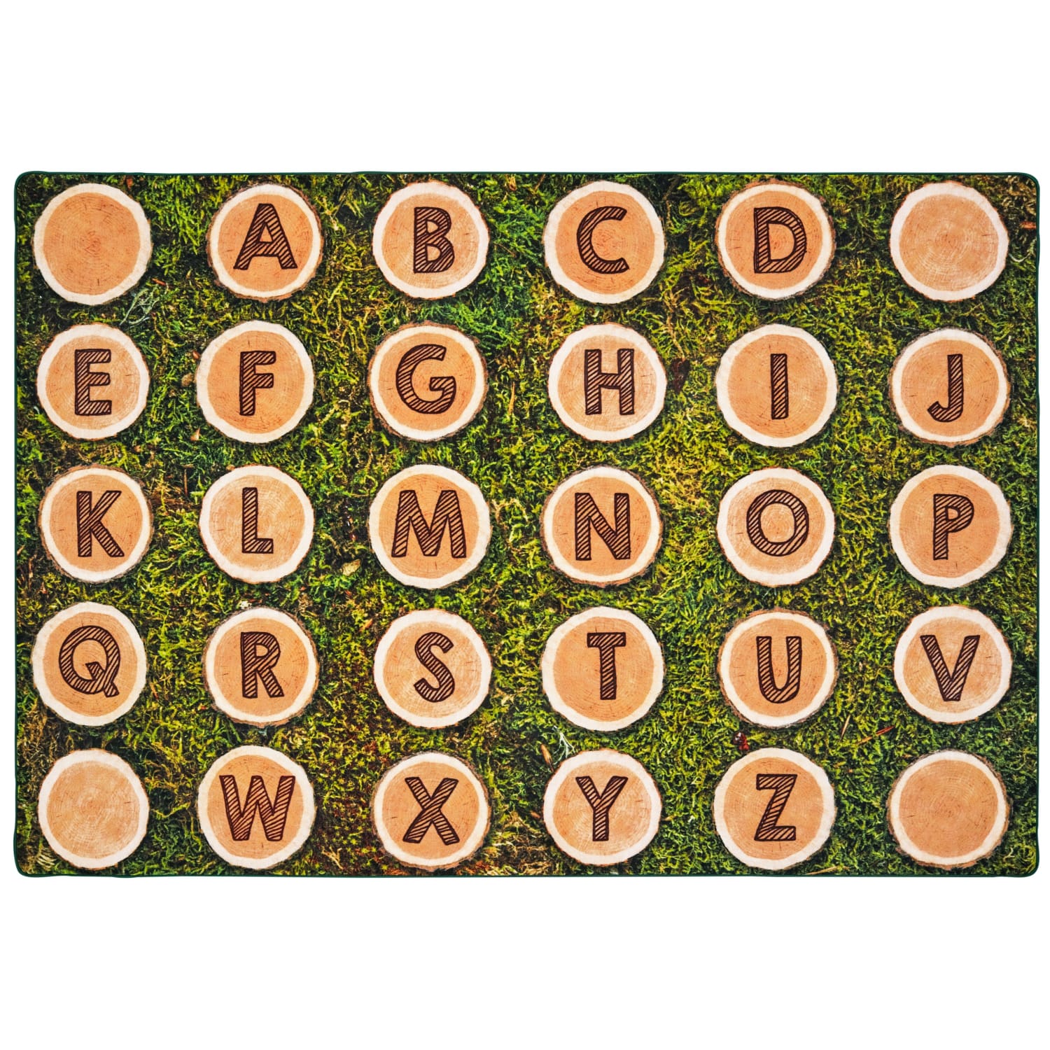 Carpets for Kids Pixel Perfect Collection Alphabet Tree Rounds Seating Rug, 6ft x 9ft, Brown