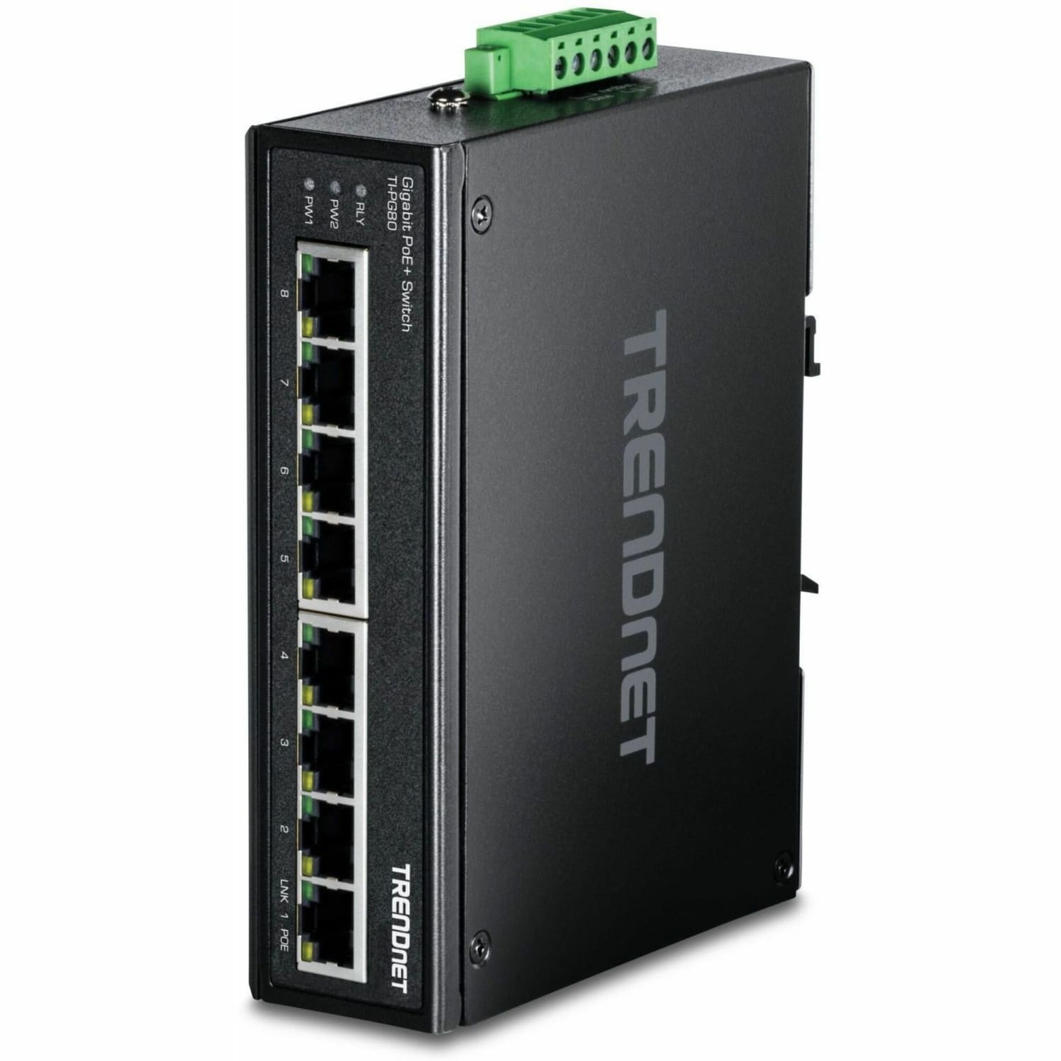 TRENDnet 8-Port Industrial Gigabit PoE+ DIN-Rail Switch, TI-PG80, 8x Gigabit PoE+ Ports, 200W PoE Power Budget, 16Gbps Switching Capacity - Image 3