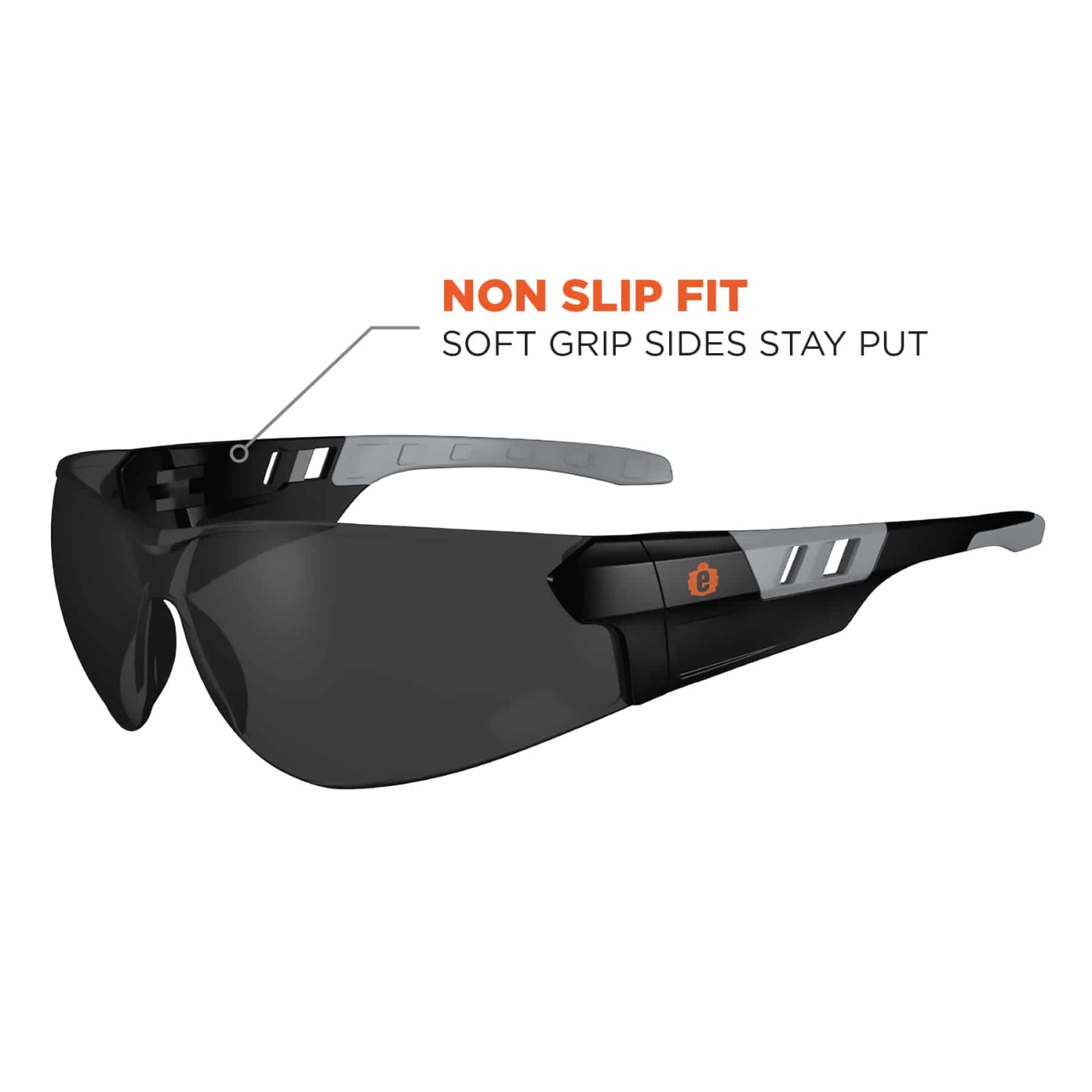 Ergodyne Skullerz SAGA Frameless Safety Glasses, One Size, Matte Black Frame, Anti-Fog Smoke Lens - Image 5