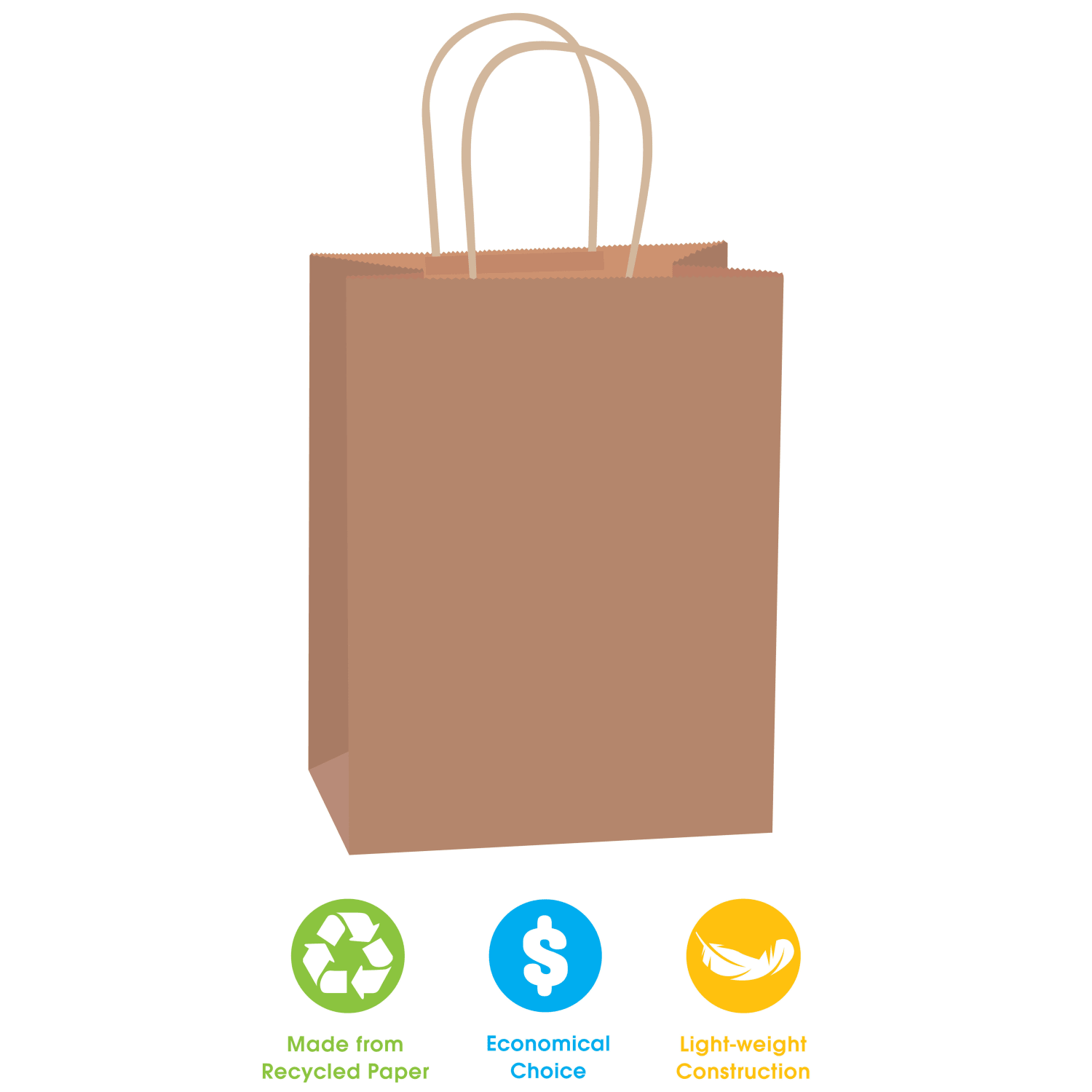 Partners Brand Paper Shopping Bags, 8 3/8inH x 5 1/4inW x 3 1/4inD, Kraft, Case Of 250 - Image 3