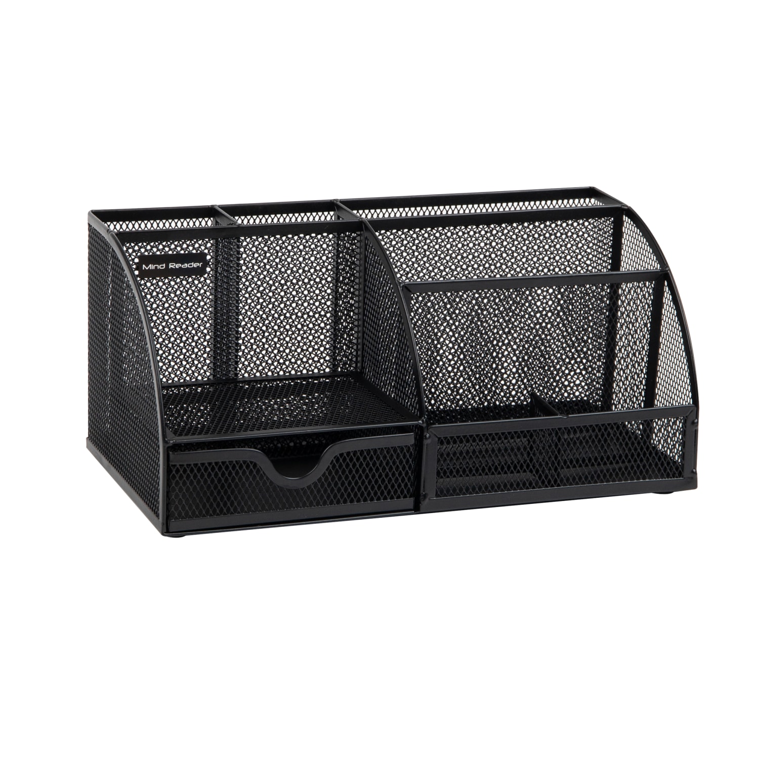 Mind Reader 7-Compartment Desktop Organizer, 5-1/4inH x 5-1/2inW x 11inD, Black - Image 3