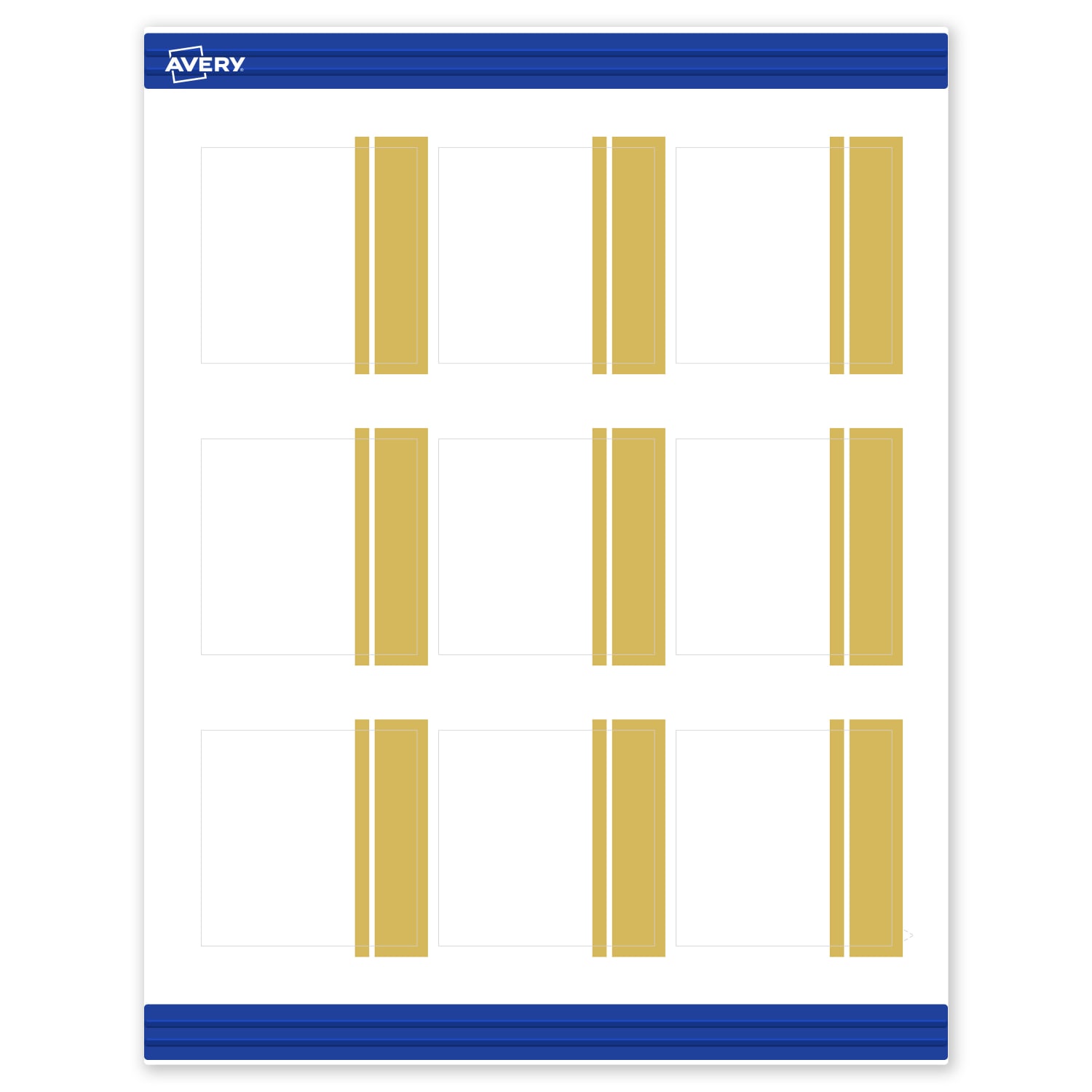 Avery Printable Cards With Sure Feed Technology, 2-1/2in x 2-1/2in, Matte White With Preprinted Gold Double-Dipped Edge, Pack Of 90