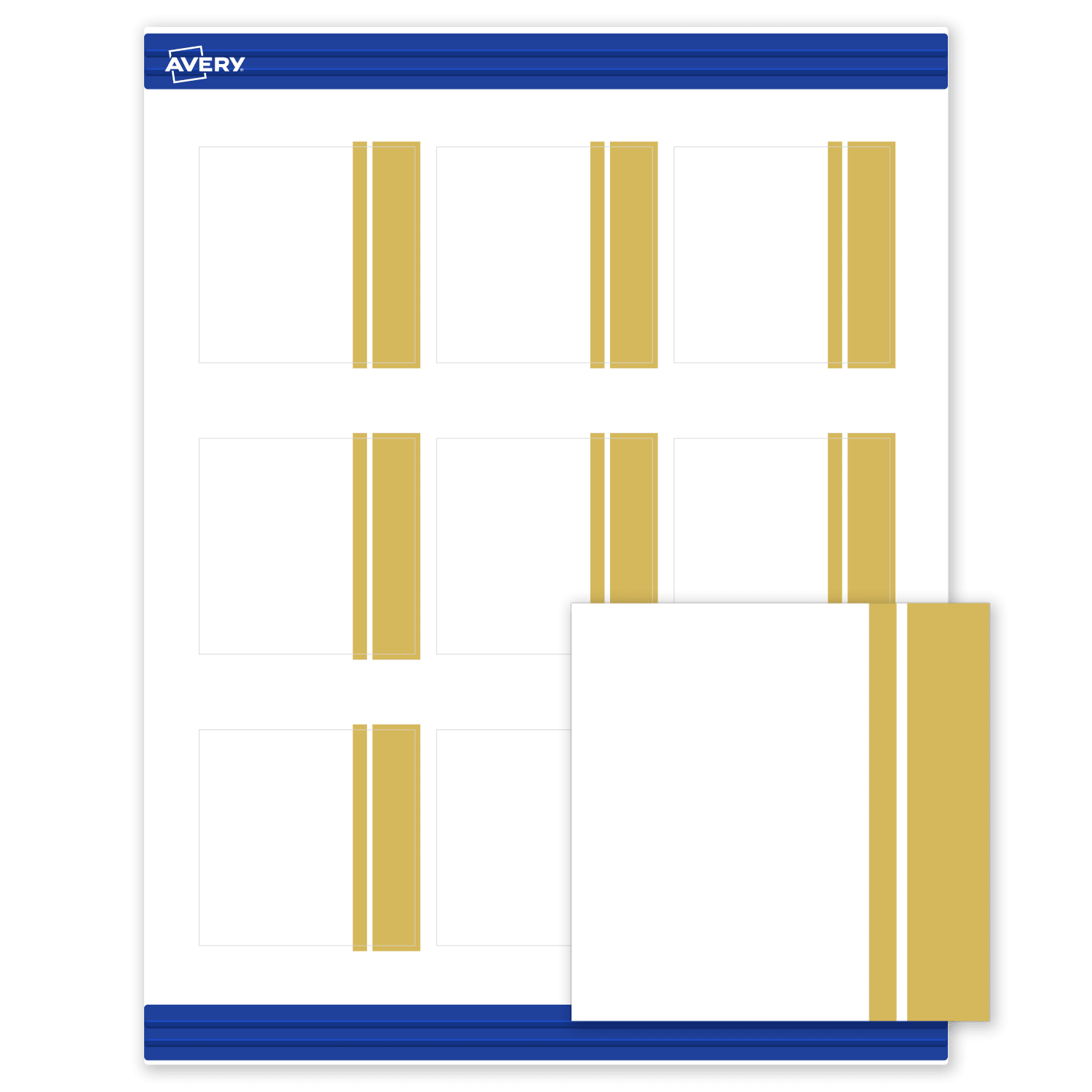 Avery Printable Cards With Sure Feed Technology, 2-1/2in x 2-1/2in, Matte White With Preprinted Gold Double-Dipped Edge, Pack Of 90 - Image 3