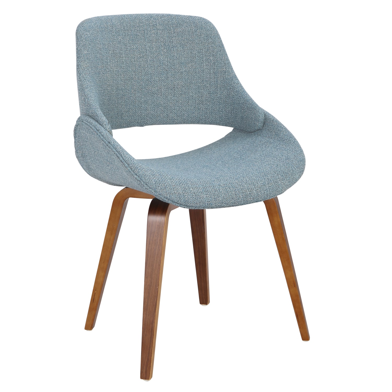 LumiSource Fabrico Chairs, Blue Noise Seat/Walnut Frame, Set Of 2 Chairs - Image 3