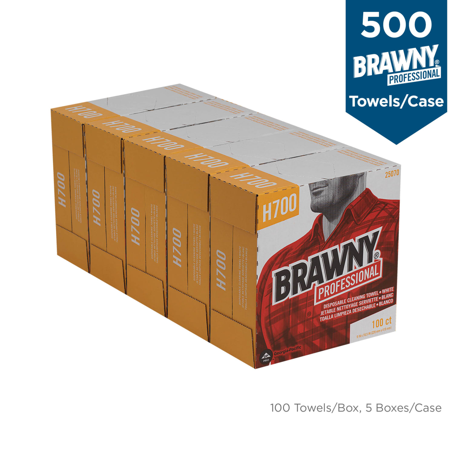 Brawny Professional by GP PRO H700 Disposable Cleaning Towels, Tall Box, White, 100/box - Image 5