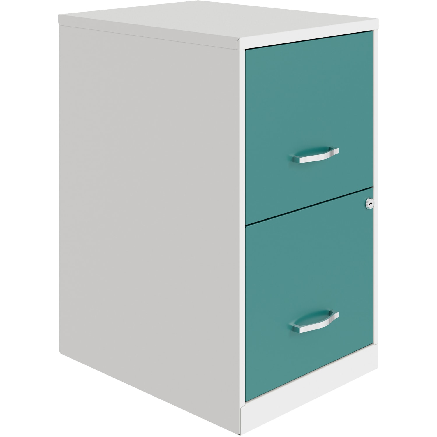 Realspace SOHO Smart 18inD Vertical 2-Drawer File Cabinet, White/Teal - Image 4