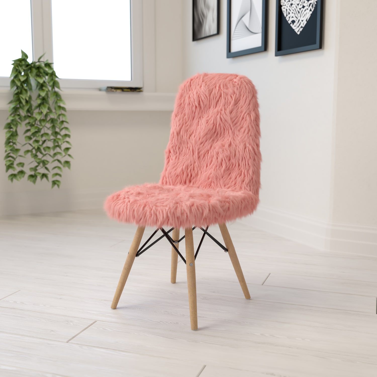 Flash Furniture Shaggy Dog Accent Chair, Hermosa Pink - Image 3