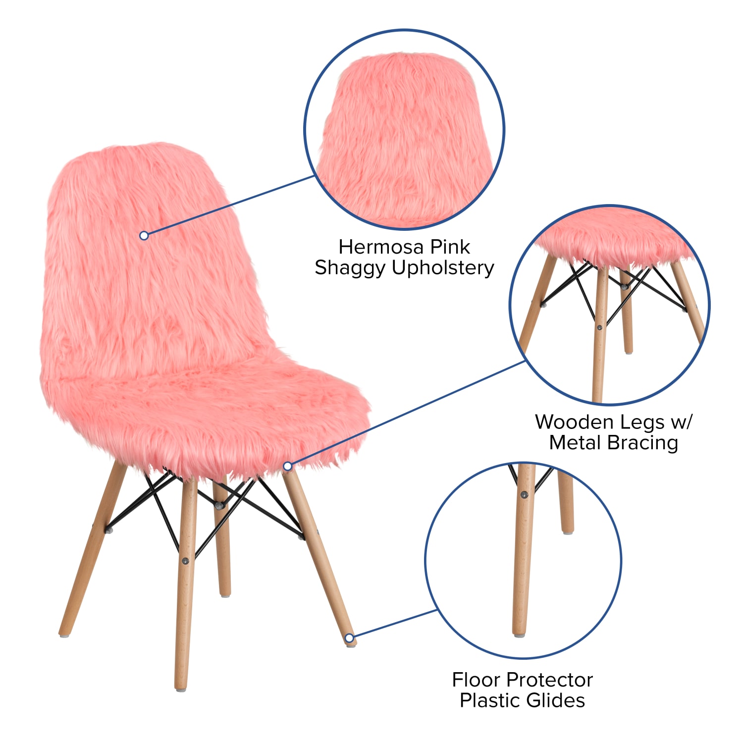 Flash Furniture Shaggy Dog Accent Chair, Hermosa Pink - Image 4