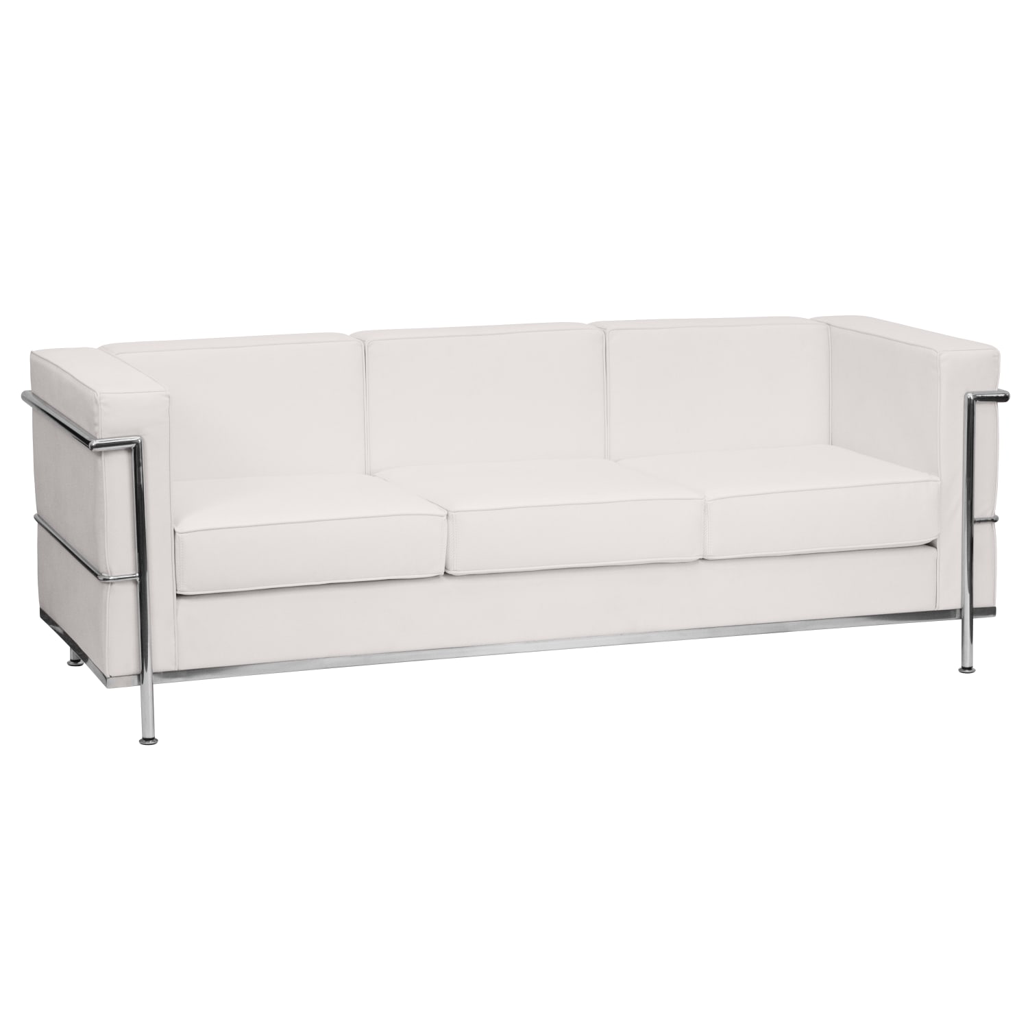 Flash Furniture HERCULES Regal Series Contemporary Leathersoft Sofa with Double Bar Encasing Frame Melrose White PopularChairscom