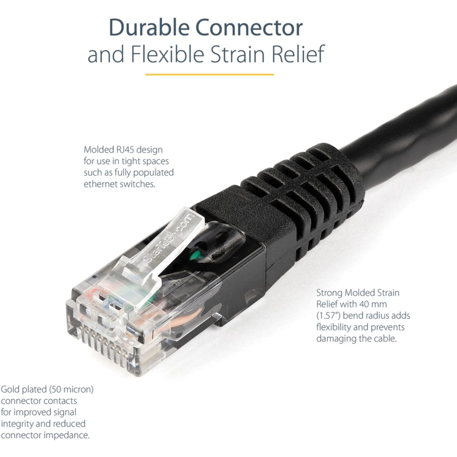 StarTech.com Molded Cat6 UTP Patch Cable ETL Verified, 15 ft Black - Image 6
