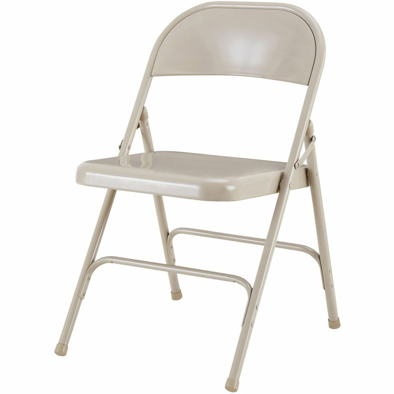 Lorell U-Brace Steel Folding Chairs, Beige, Pack Of 4 - Image 5