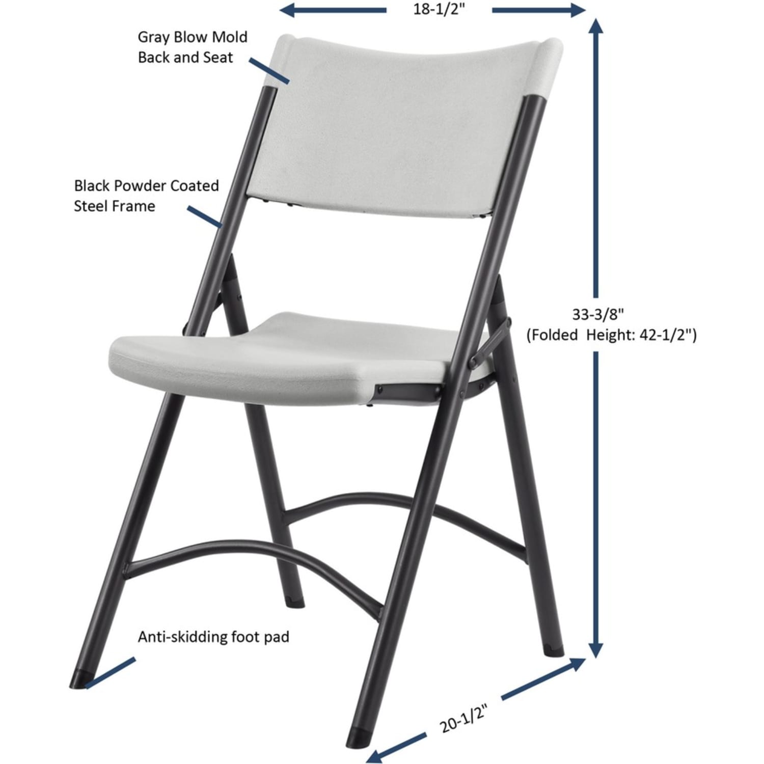 Lorell Blow Molded Folding Chairs, Platinum, Pack Of 4 - Image 7