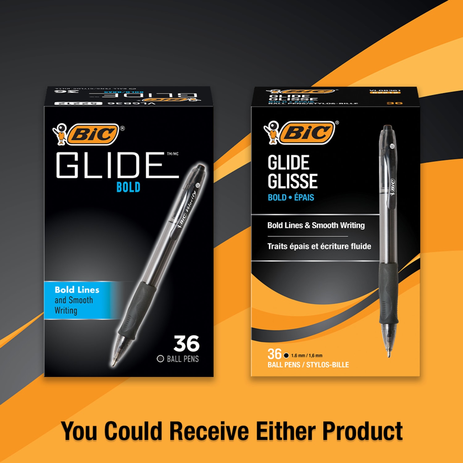 BIC Glide Bold Ballpoint Pens, Bold Point, 1.6 mm, Translucent Barrel, Black Ink, Pack Of 36 - Image 4
