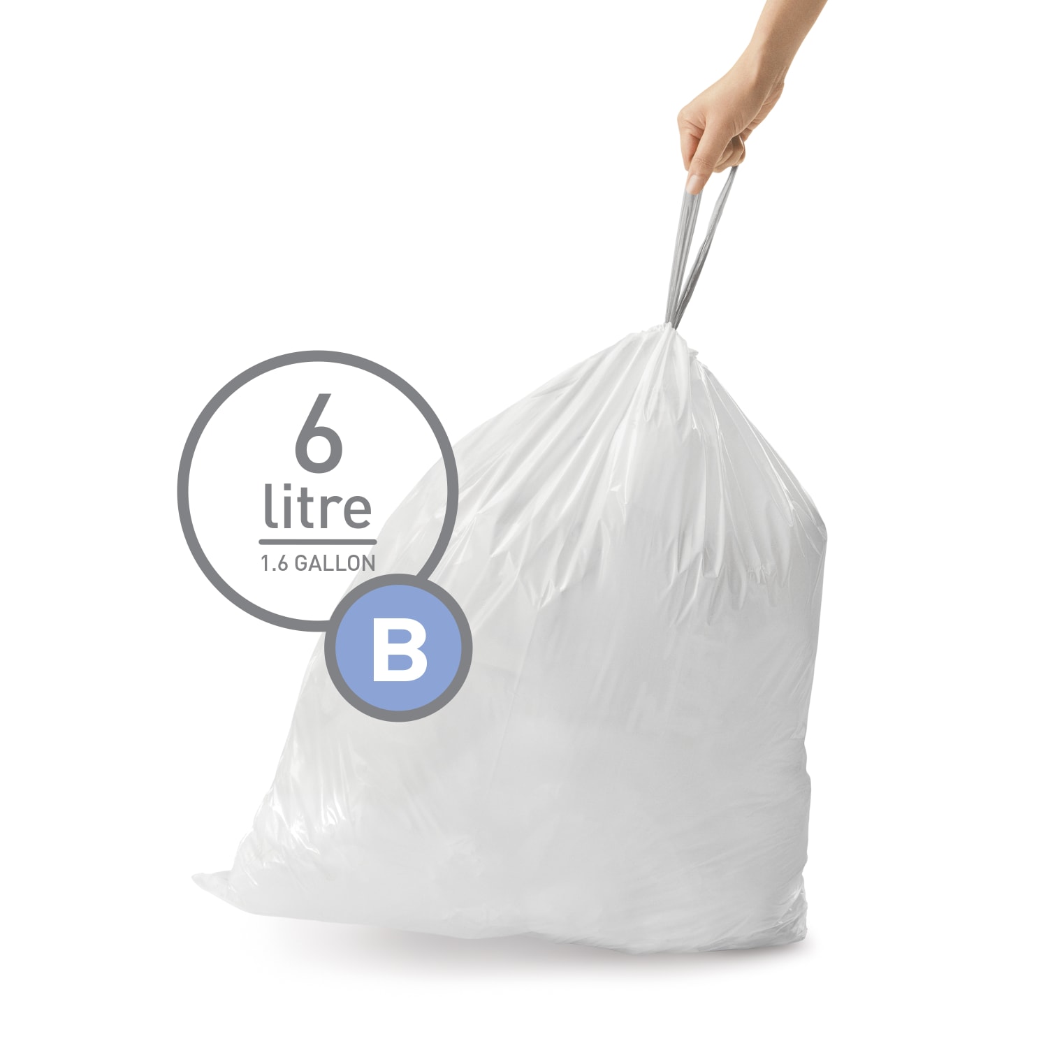 simplehuman Custom-Fit 0.03-mil Can Liners, 1.6 Gallons, White, Pack Of 360 - Image 3