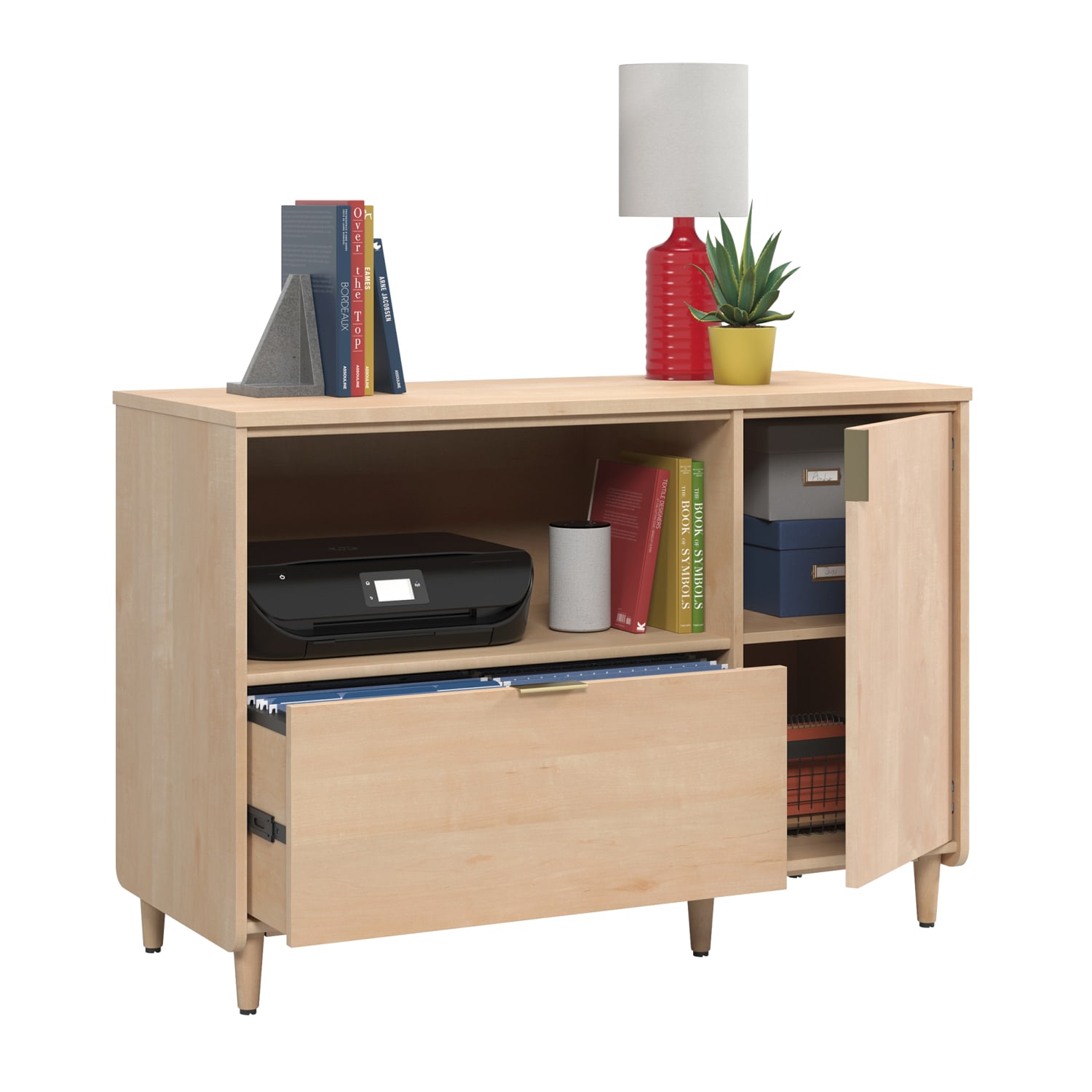 Sauder Clifford Place Credenza For 46in TVs, Natural Maple - Image 4