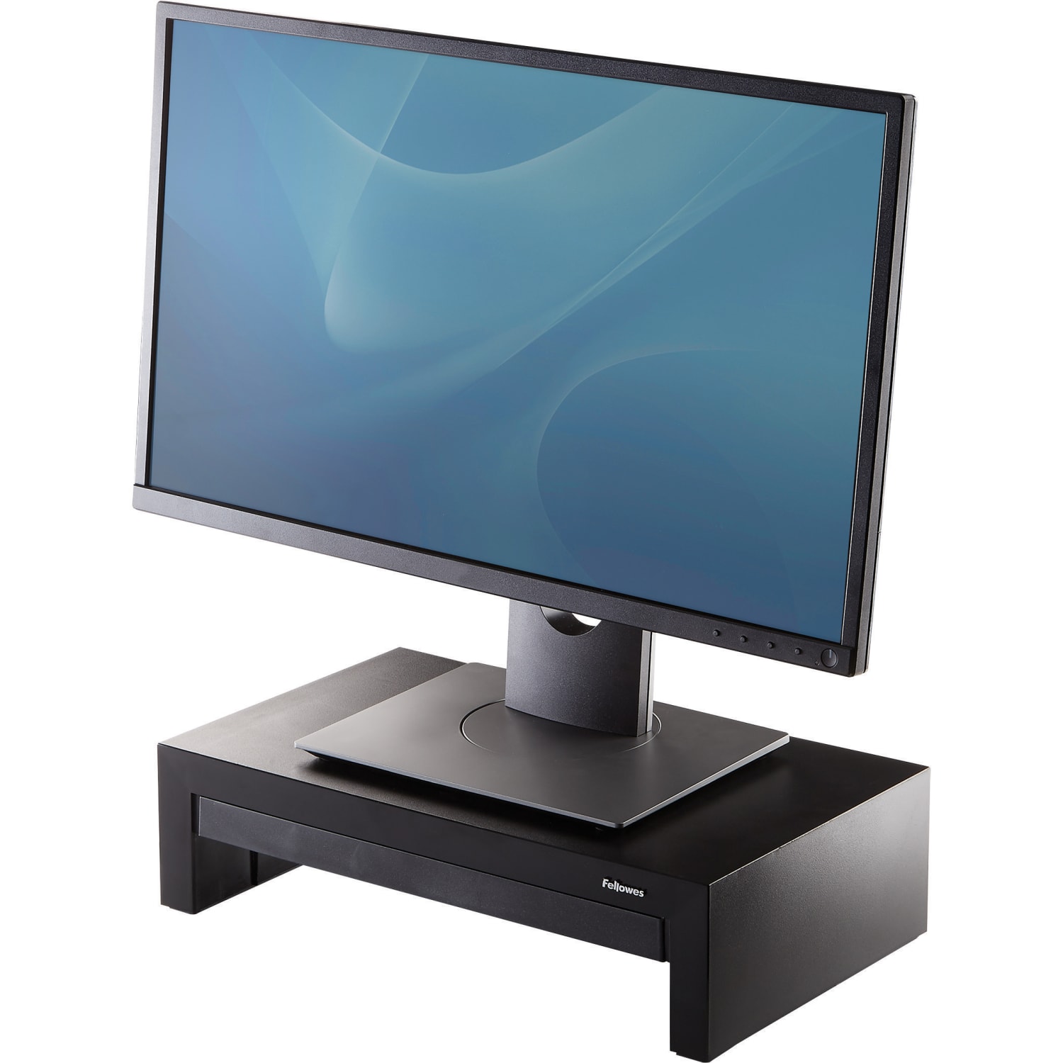 Fellowes Designer Suites Height-Adjustable Monitor Riser With Storage Tray, 4.38inH x 16inW x 9.38inD, Black - Image 6