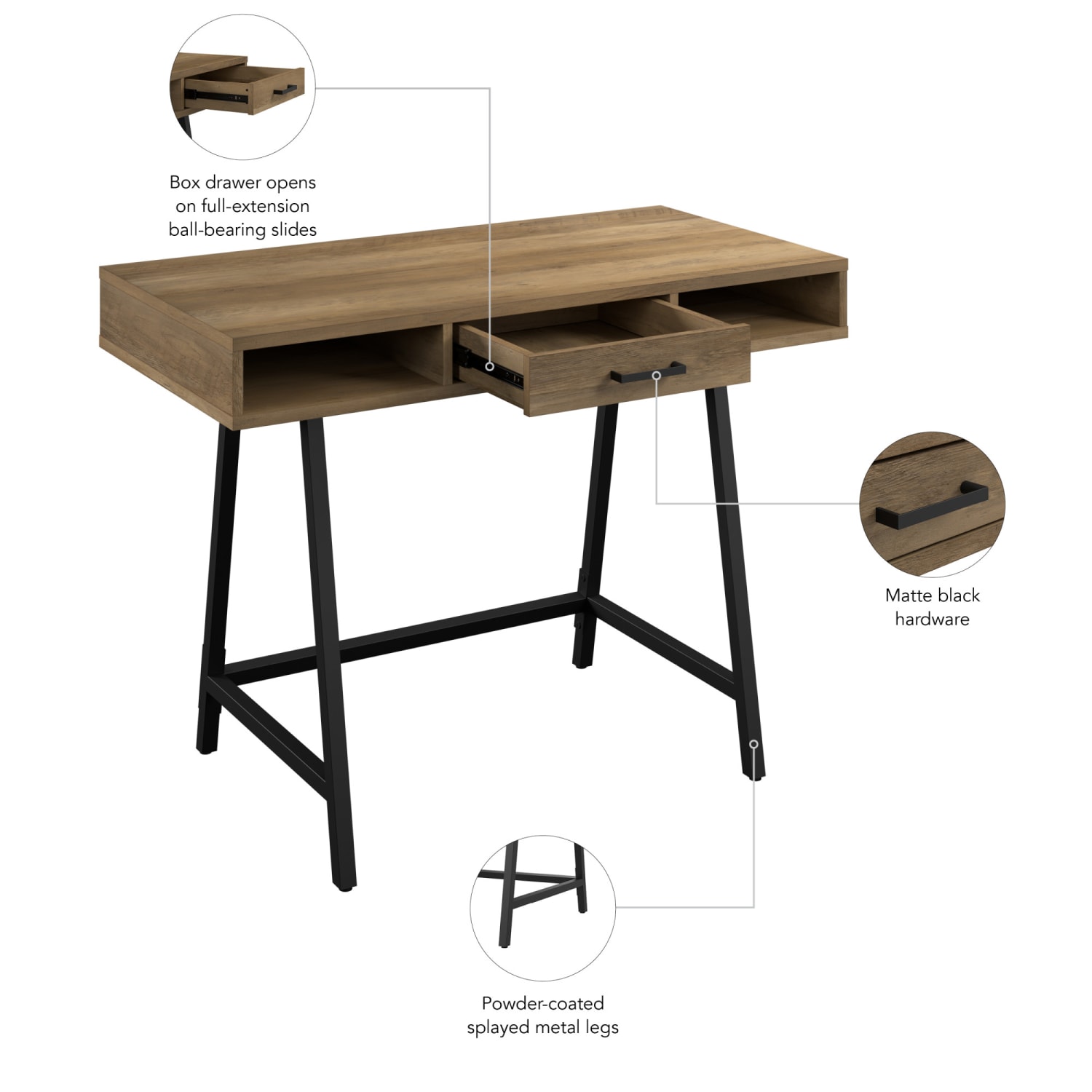 Bush Furniture Steele 40inW Writing Desk, Reclaimed Pine, Standard Delivery - Image 4