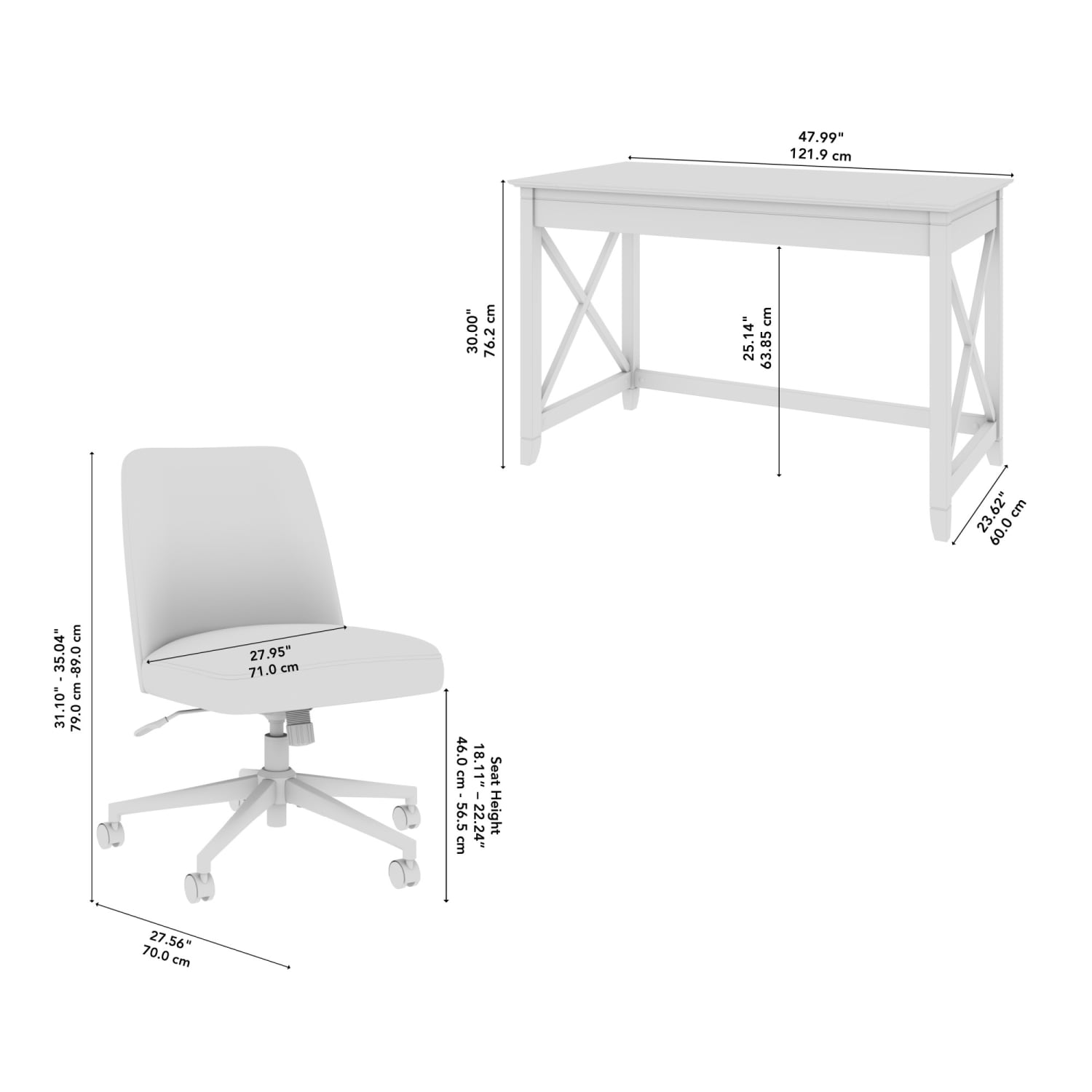 Bush Furniture Key West 48inW x 24inD Writing Desk and Chair Set, Cape Cod Gray, Standard Delivery Service - Image 4