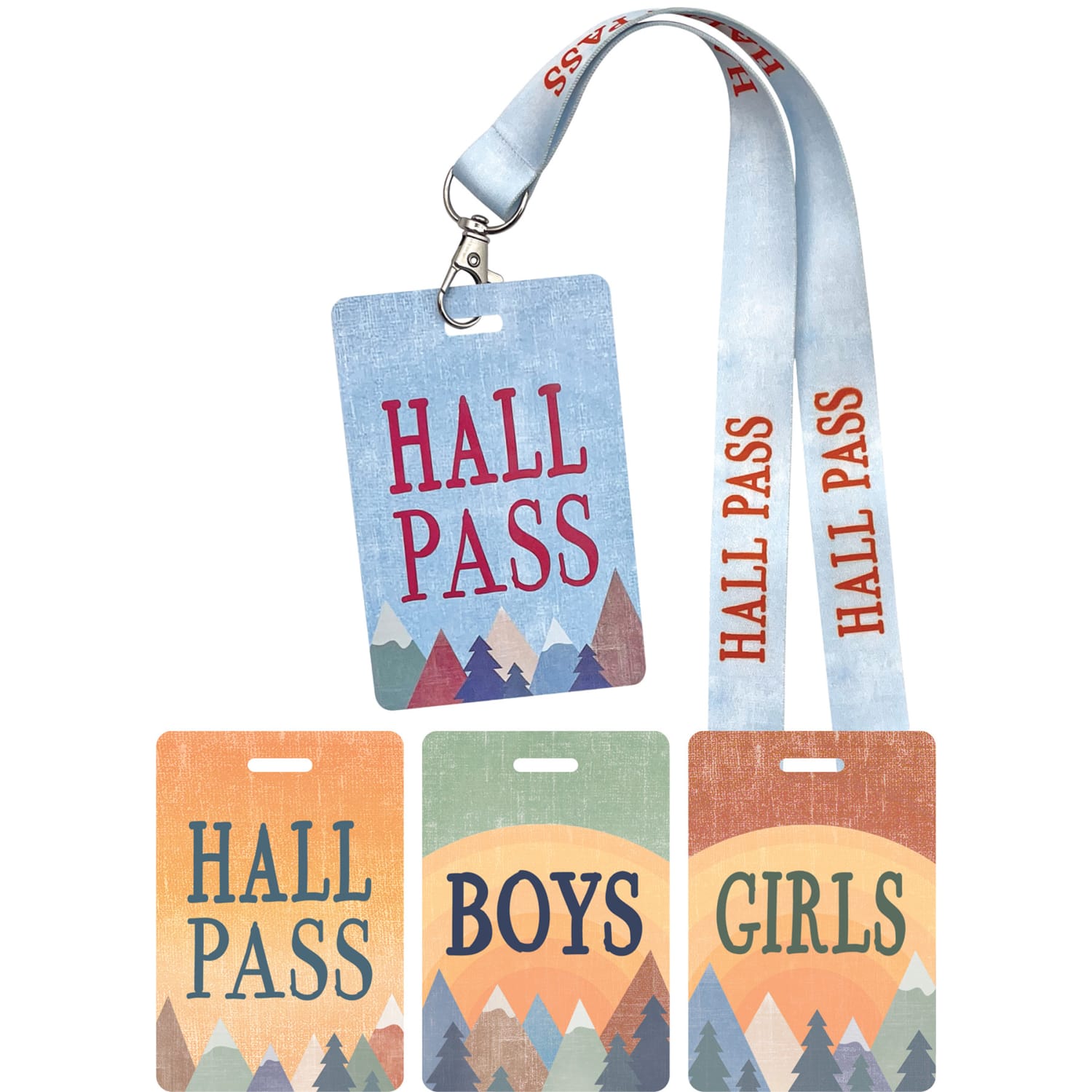 Teacher Created Resources Hall Passes With Lanyards, 16-1/2in, Moving Mountains, 4 Passes Per Pack, Bundle Of 3 Packs - Image 3