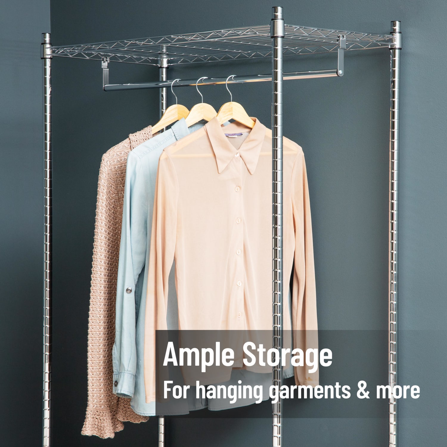 Mind Reader Heavy Duty Rolling Garment Rack With Adjustable Bar, 73-1/4inH x 17-3/4inW x 36inD, Silver - Image 6
