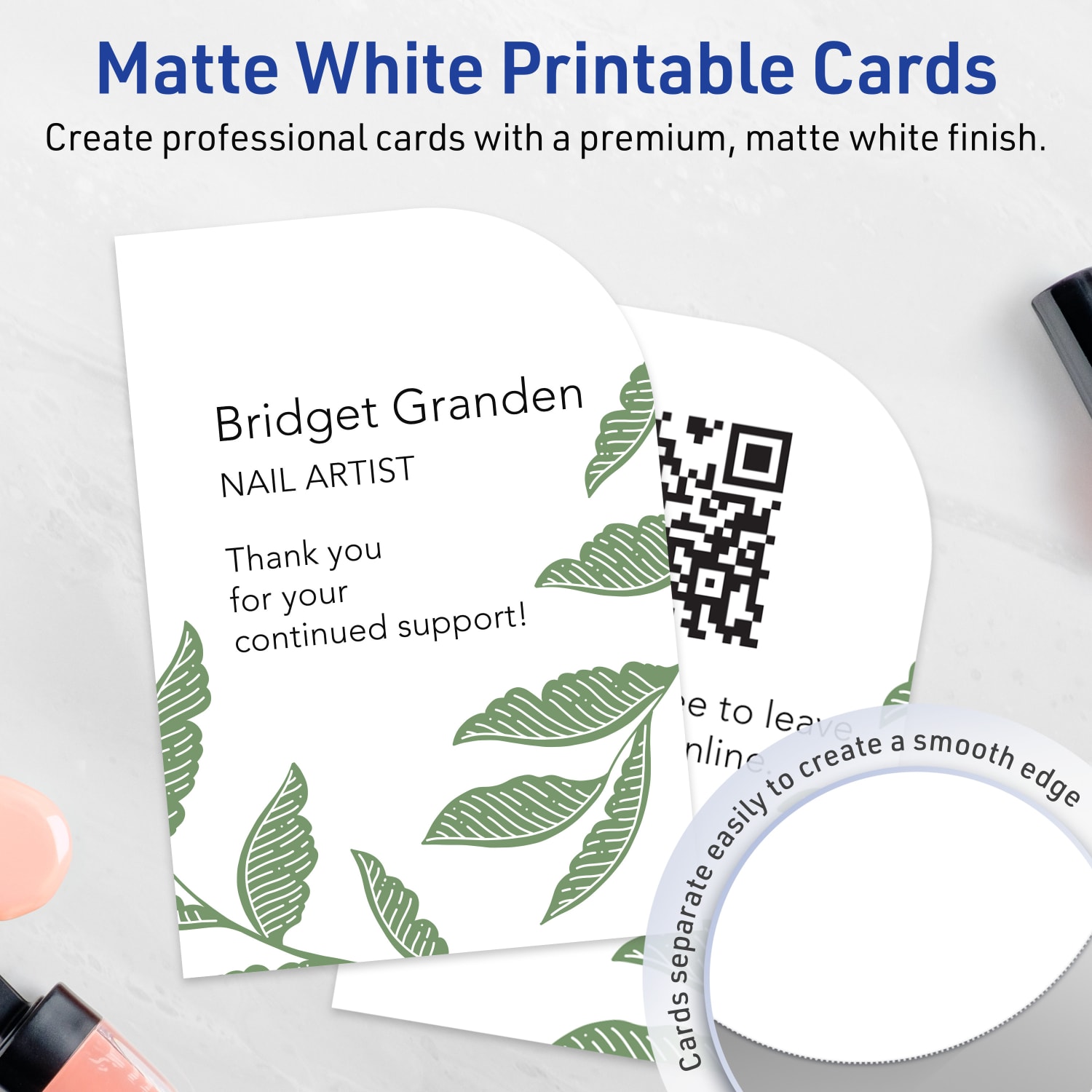 Avery Print-To-The-Edge Flat Cards, 3-1/2inx5in Rectangle Single Rounded Corner, Matte White, Pack Of 200 - Image 4