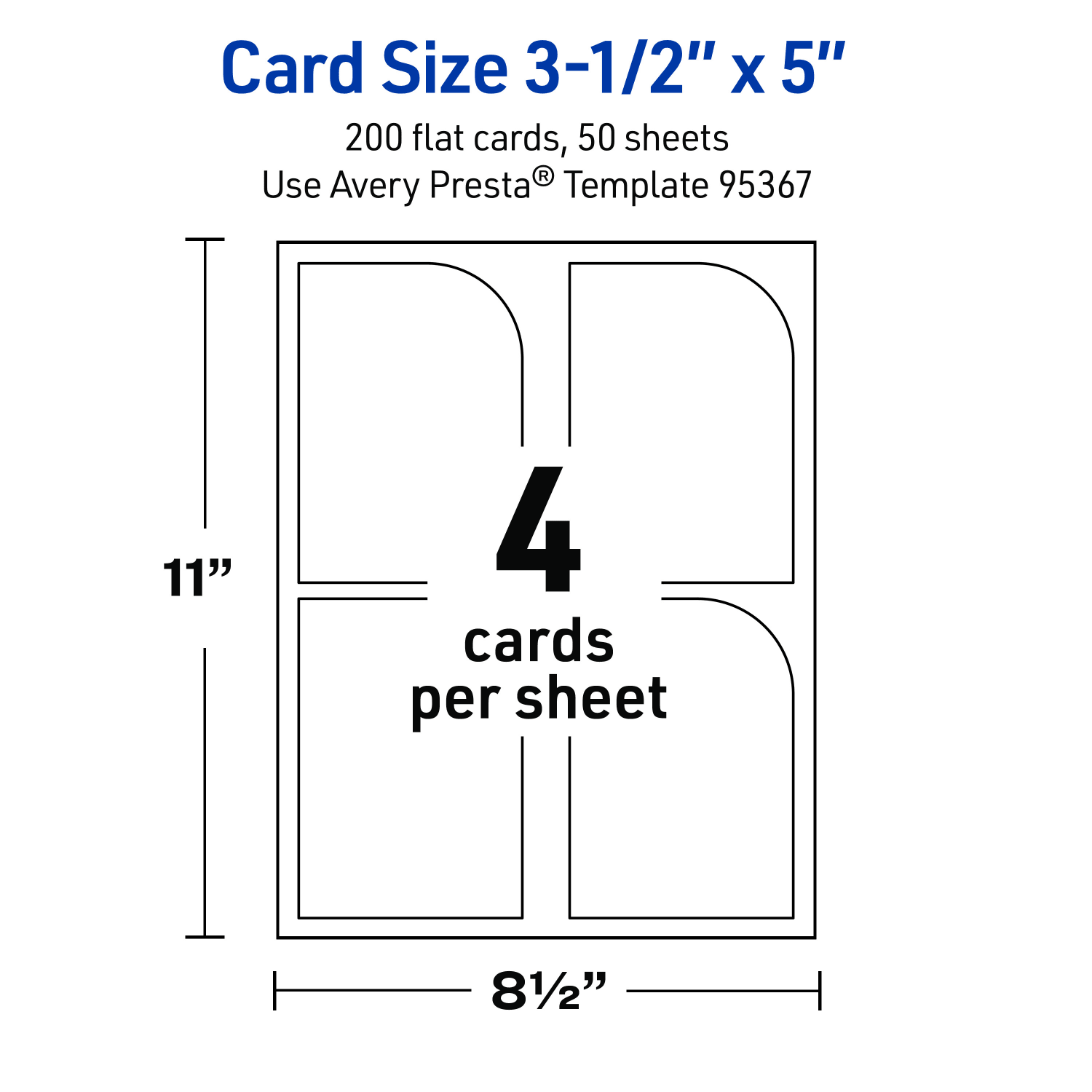 Avery Print-To-The-Edge Flat Cards, 3-1/2inx5in Rectangle Single Rounded Corner, Matte White, Pack Of 200 - Image 6