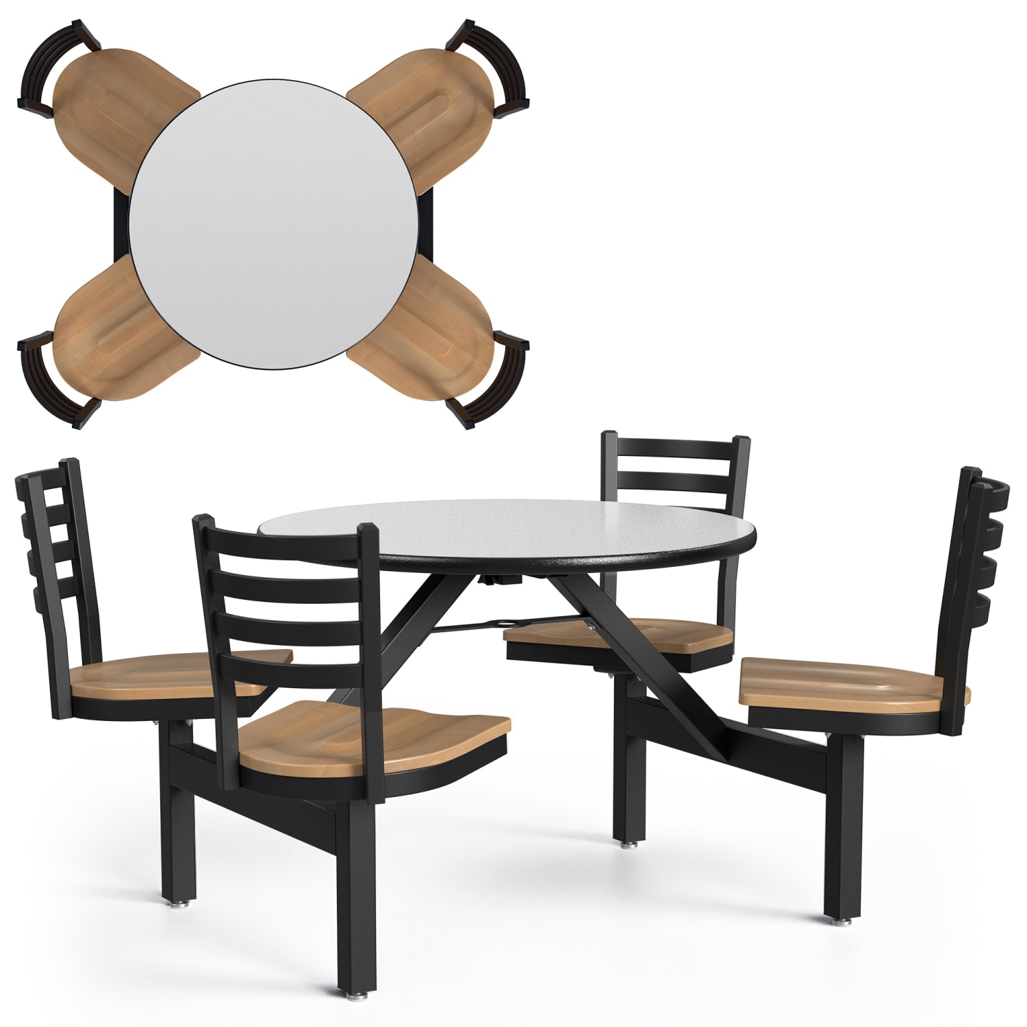 Palmer Hamilton Covey Indoor Cluster Table With 4 Seats, 29in x 54in, Gray Glace/Natural - Image 3