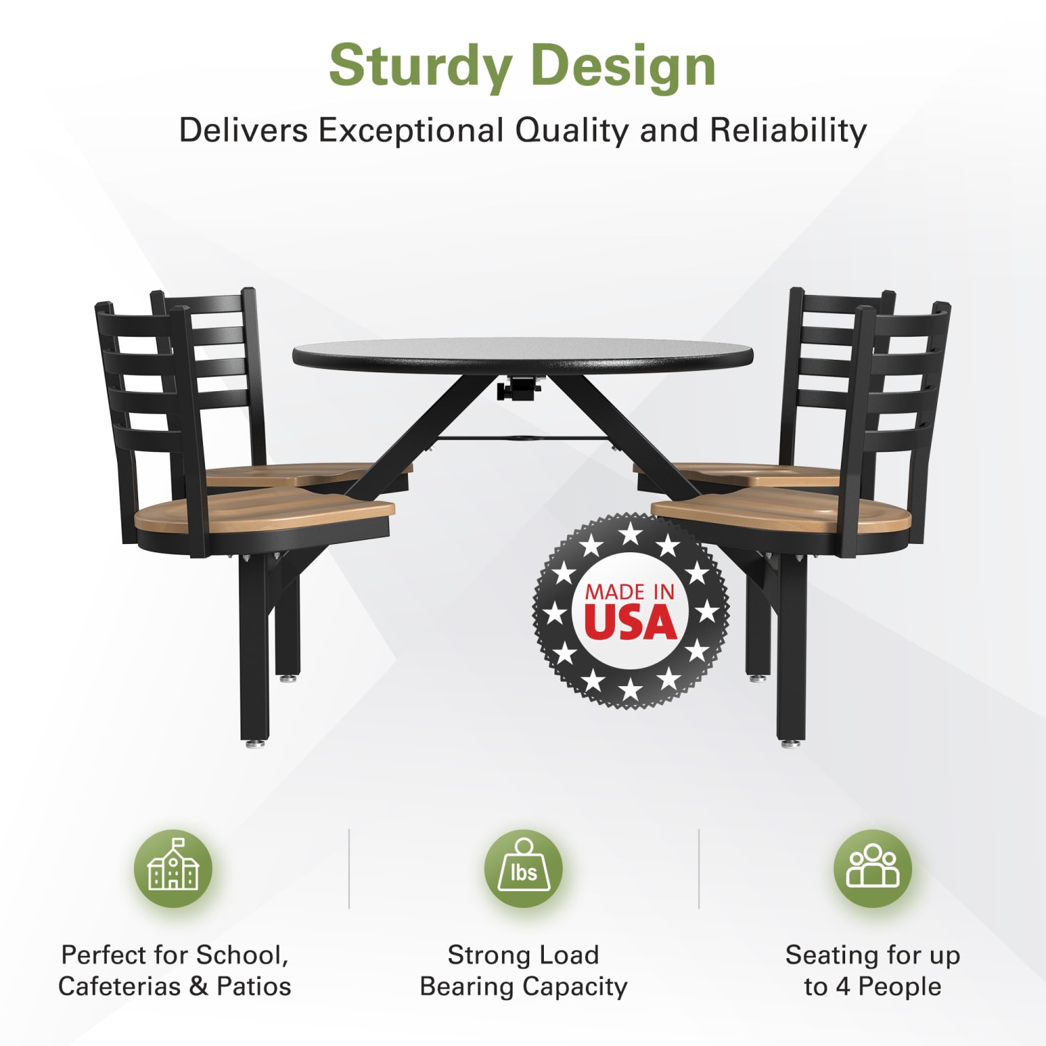 Palmer Hamilton Covey Indoor Cluster Table With 4 Seats, 29in x 54in, Gray Glace/Natural - Image 5