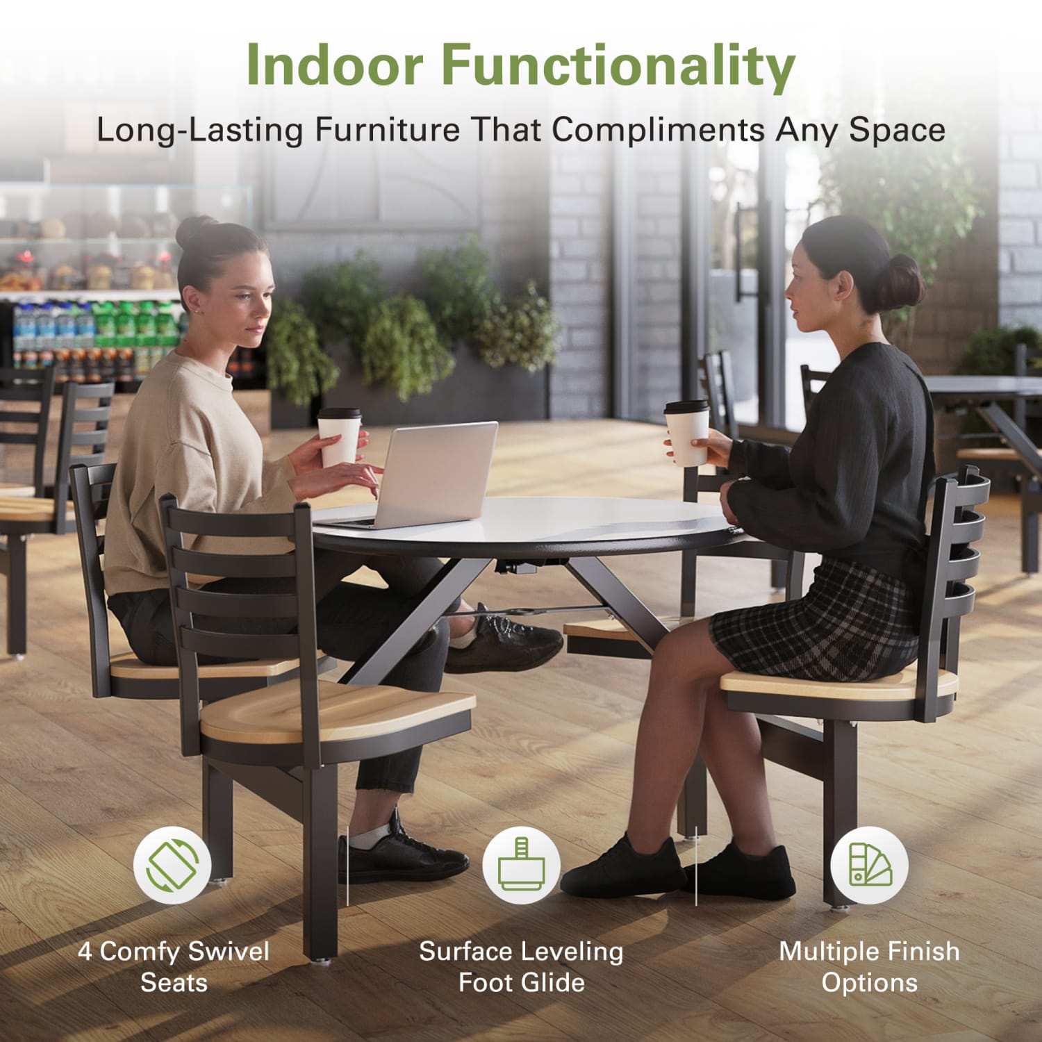 Palmer Hamilton Covey Indoor Cluster Table With 4 Seats, 29in x 54in, Gray Glace/Natural - Image 6