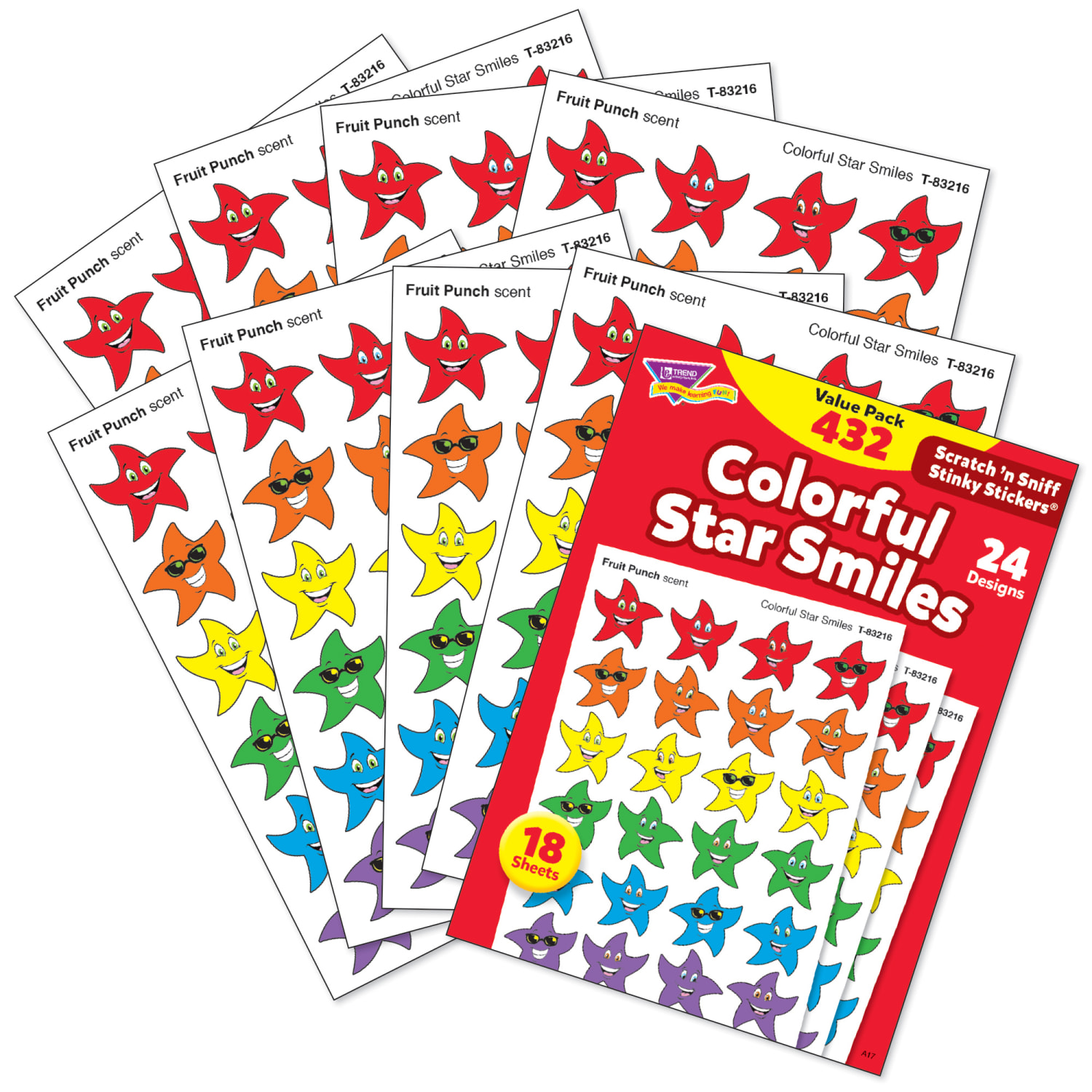 Trend Stinky Stickers, Colorful Star Smiles, 432 Stickers Per Pack, Set Of 3 Packs - Image 3