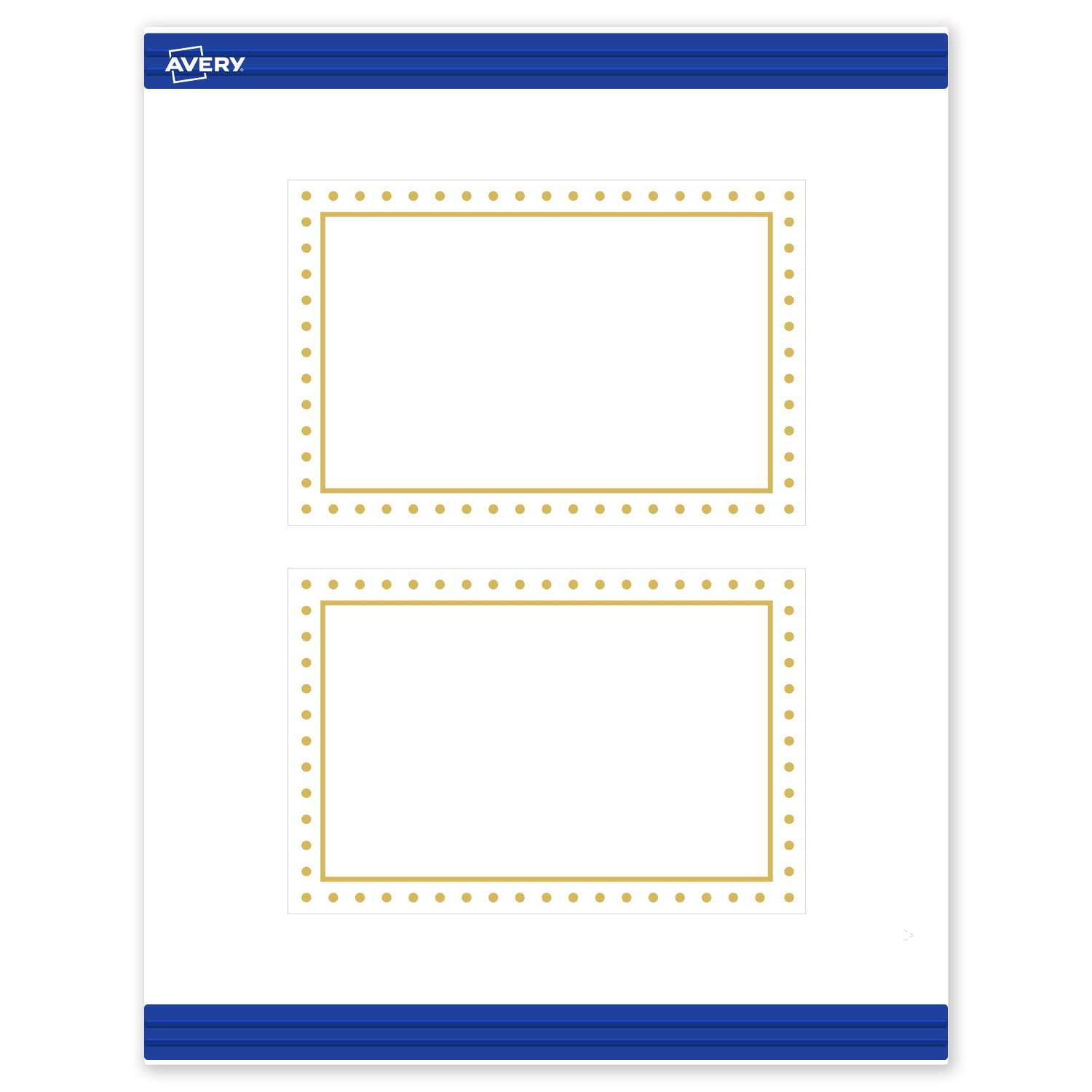 Avery Printable Postcards With Sure Feed Technology, 4in x 6in, Matte White With Preprinted Gold Dot Border, Pack Of 20