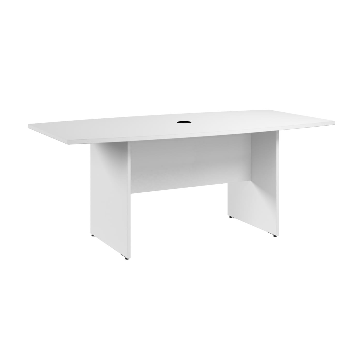 Bush Business Furniture 72inW x 36inD Boat-Shaped Conference Table With Wood Base, White, Standard Delivery - Image 3