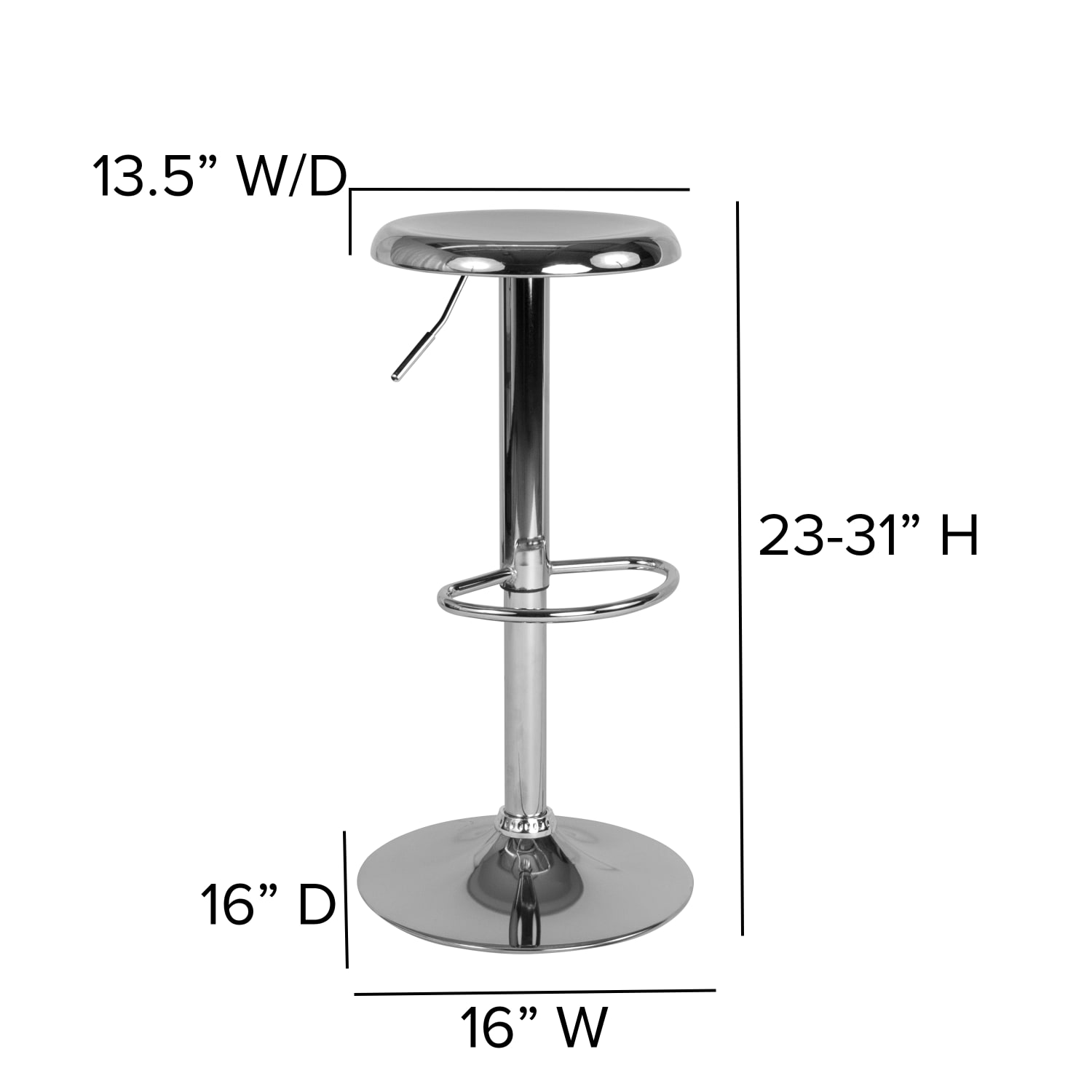Flash Furniture Madrid Series Adjustable Height Retro Barstool Chrome PopularChairscom