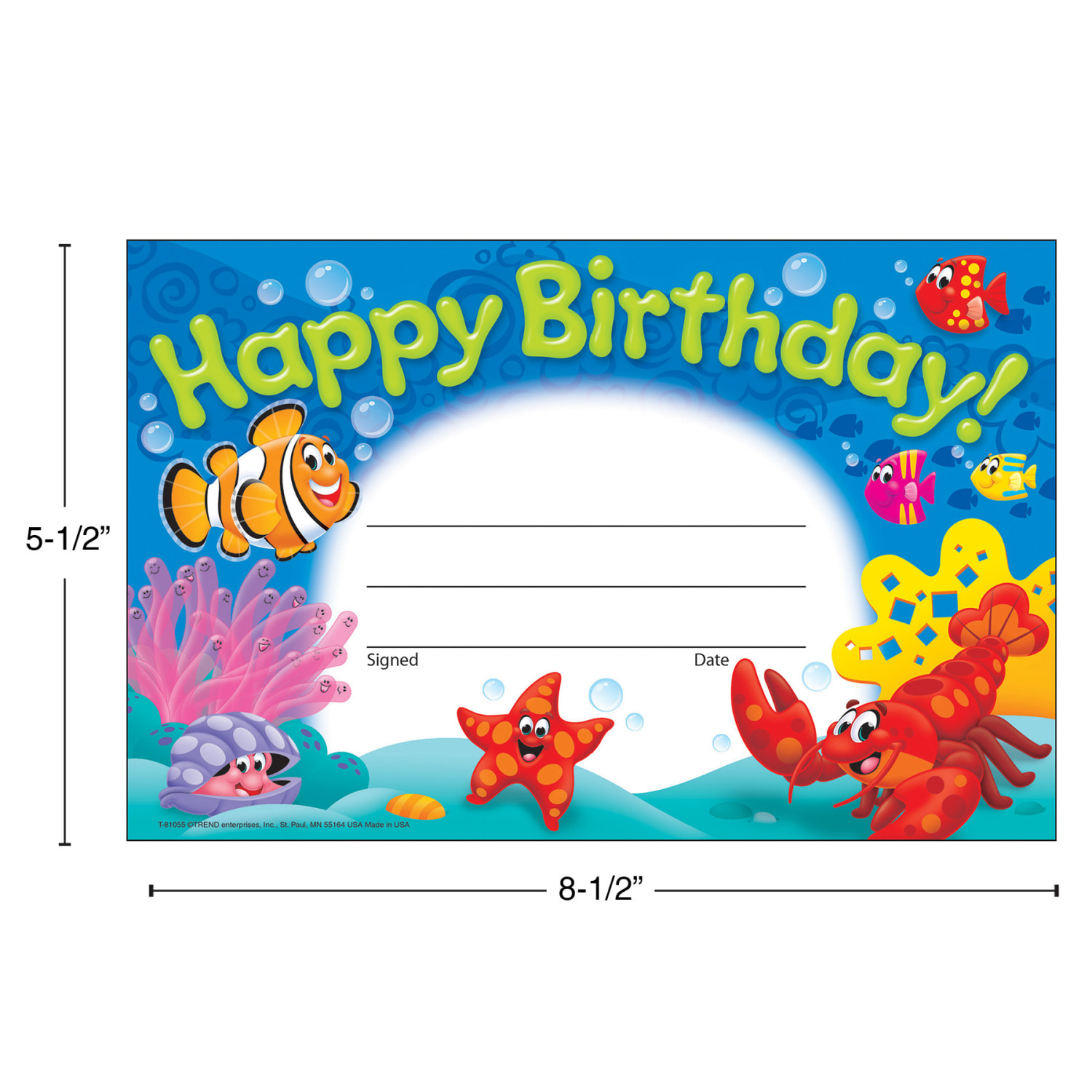 TREND Recognition Awards, Happy Birthday! Sea Buddies, 30 Per Pack, Set Of 6 Packs - Image 4