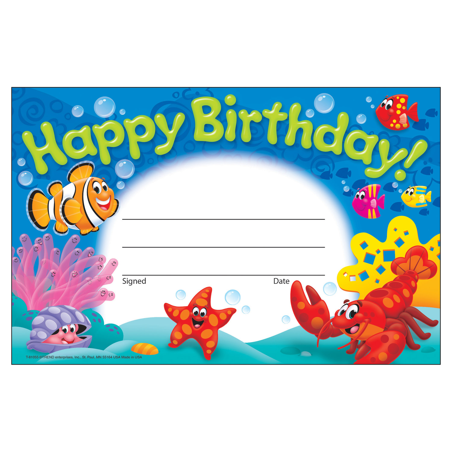 TREND Recognition Awards, Happy Birthday! Sea Buddies, 30 Per Pack, Set Of 6 Packs - Image 5