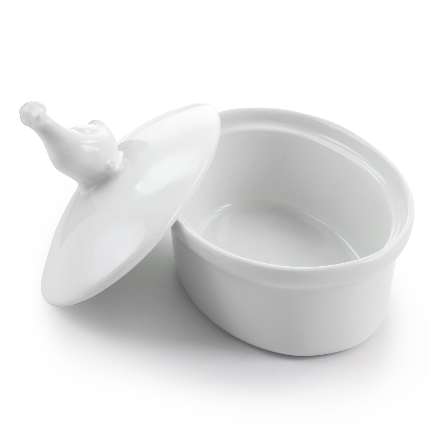 Martha Stewart Ceramic Oval Goose Container With Lid, 2inH x 4-1/4inW x 5-3/4inD, White - Image 3