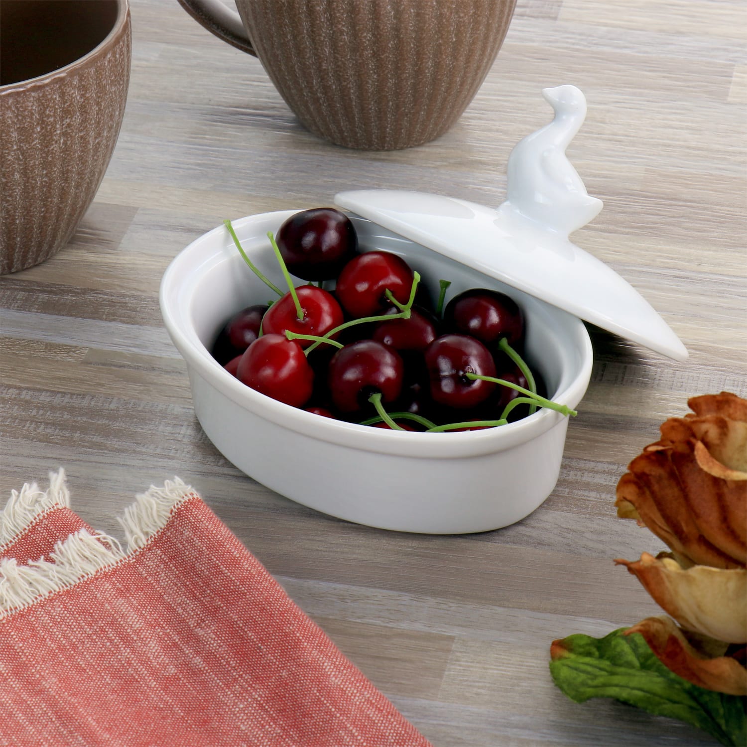 Martha Stewart Ceramic Oval Goose Container With Lid, 2inH x 4-1/4inW x 5-3/4inD, White - Image 6