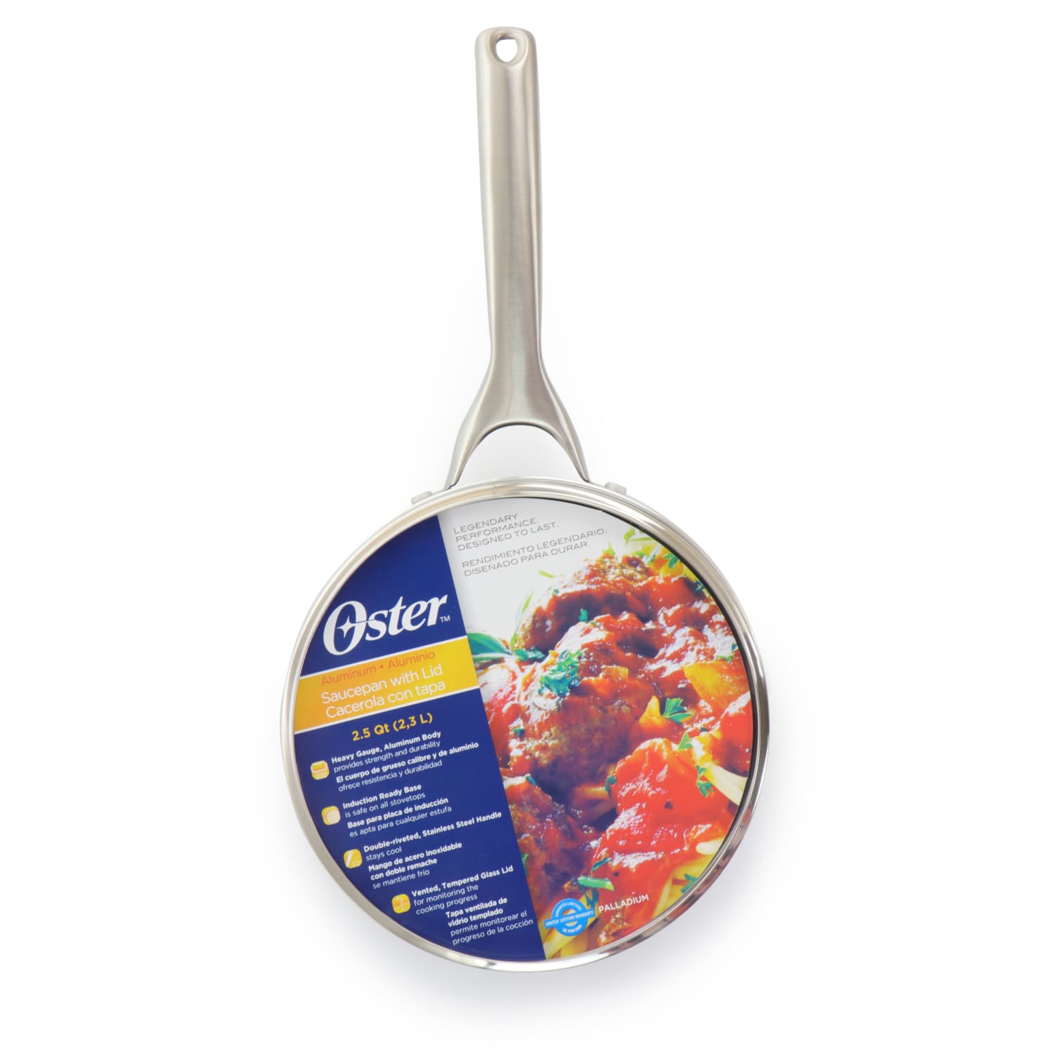 Oster Palladium Aluminum Sauce Pan With Lid, 2.5 Qt, Black - Image 4