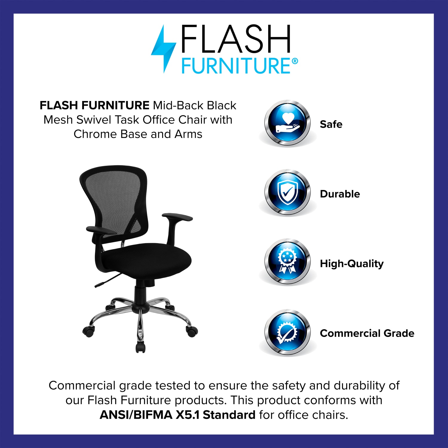 Flash Furniture Mesh MidBack Task Chair BlackChrome PopularChairscom Flash Furniture Mesh Mid Back Task Chair BlackChrome PopularChairscom