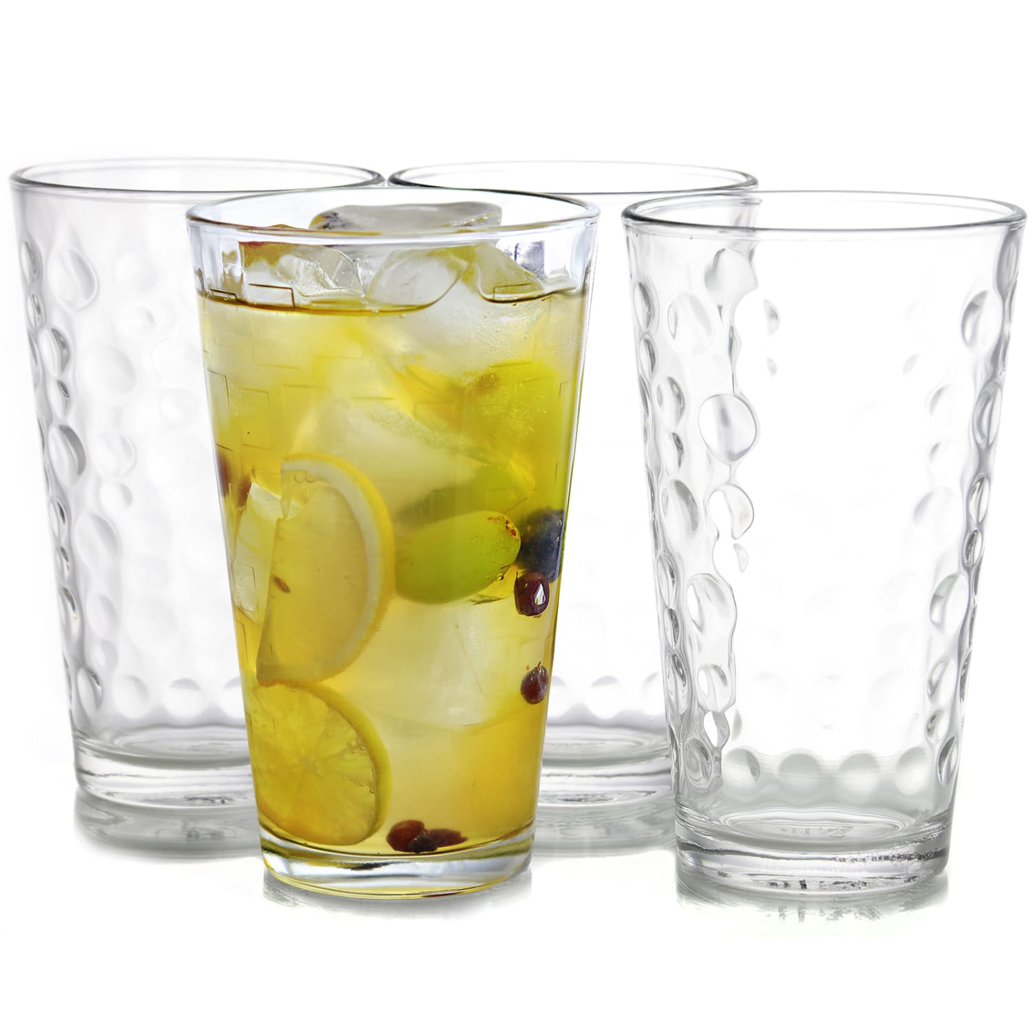 Gibson Home Great Foundations 4-Piece Tumbler Set, 16 Oz, Bubble Pattern, Clear - Image 3